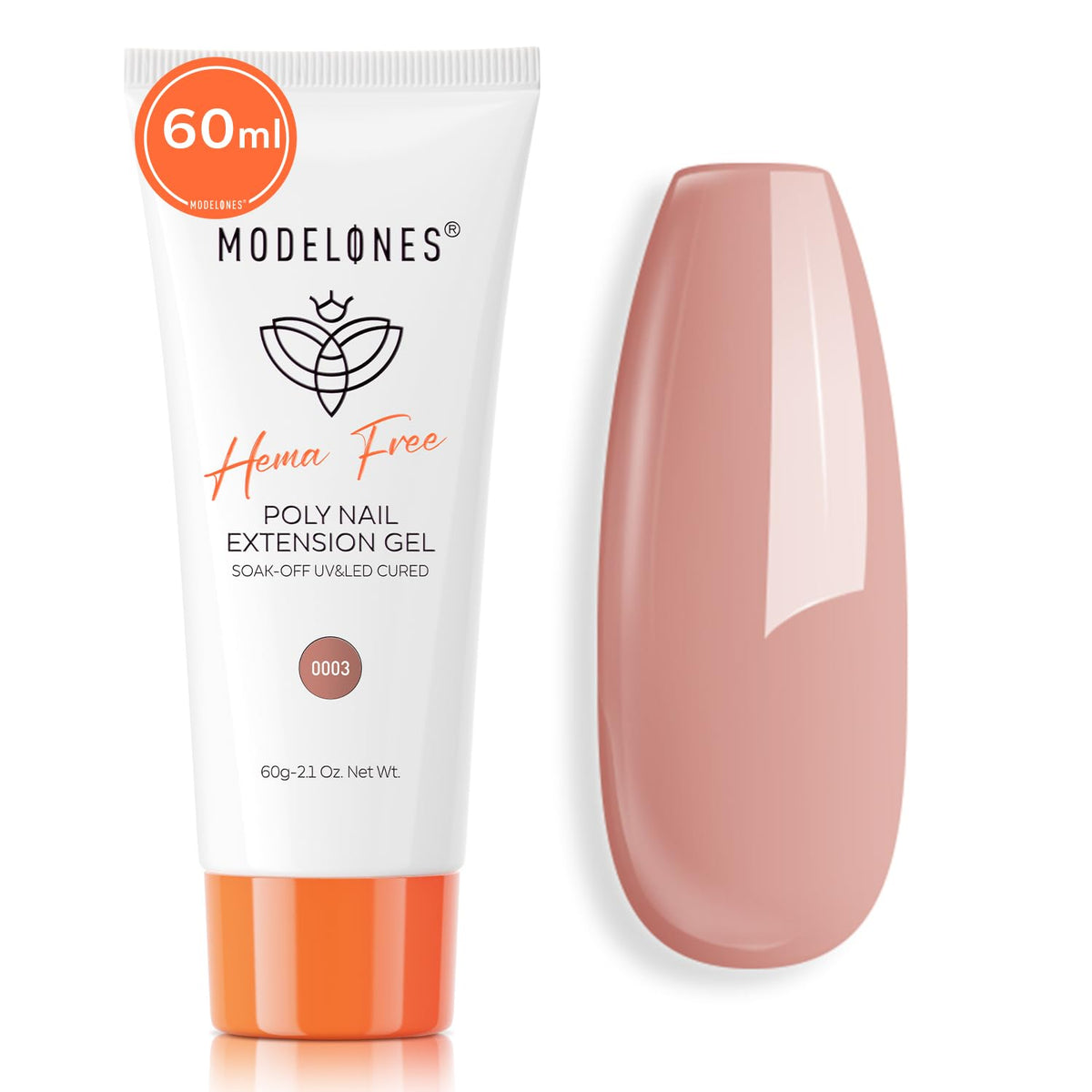 MODELONES Poly Nail Gel Builder 50ML 1.76oz Soft Pink Color Nail Extension Gel Enhancement Nail Thickening Acrylic Extension Tri