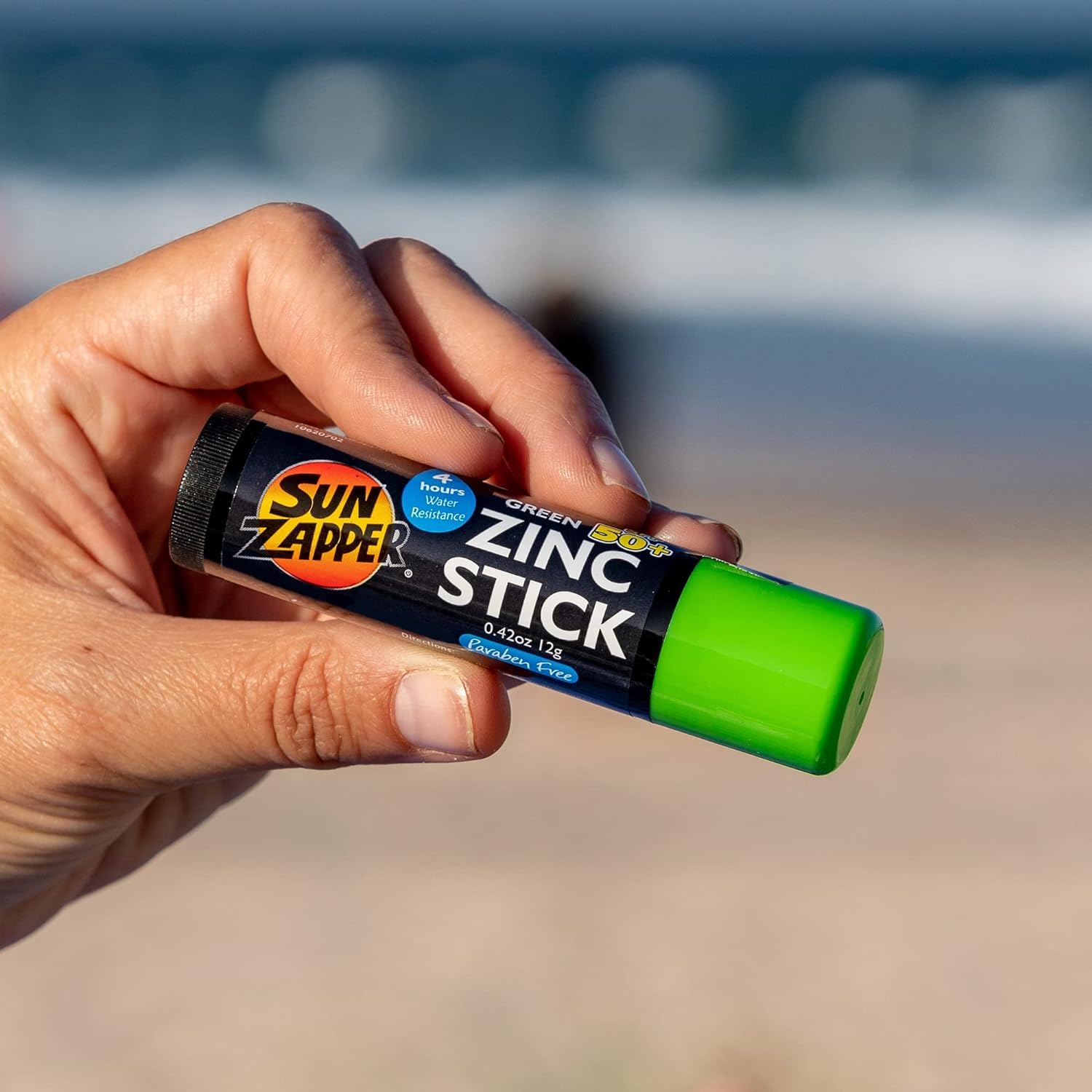 Sun Zapper Zinc Oxide Sunscreen Stick Mineral Green Spf 50+ Water Resistant For Face & Body, Adults, Kids (0.42 Oz, 12G) Broad S