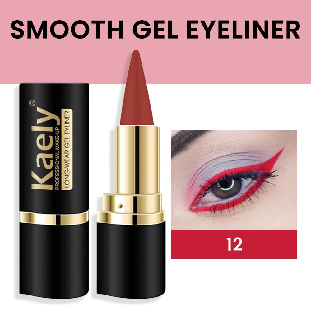 Amy'S Diary Red Gel Eyeliner Pencil,Natural Cream Eye Liner Waterproof Smudge Proof,Cat Eye Eyeshadow Colored Stick Crayon,Goth