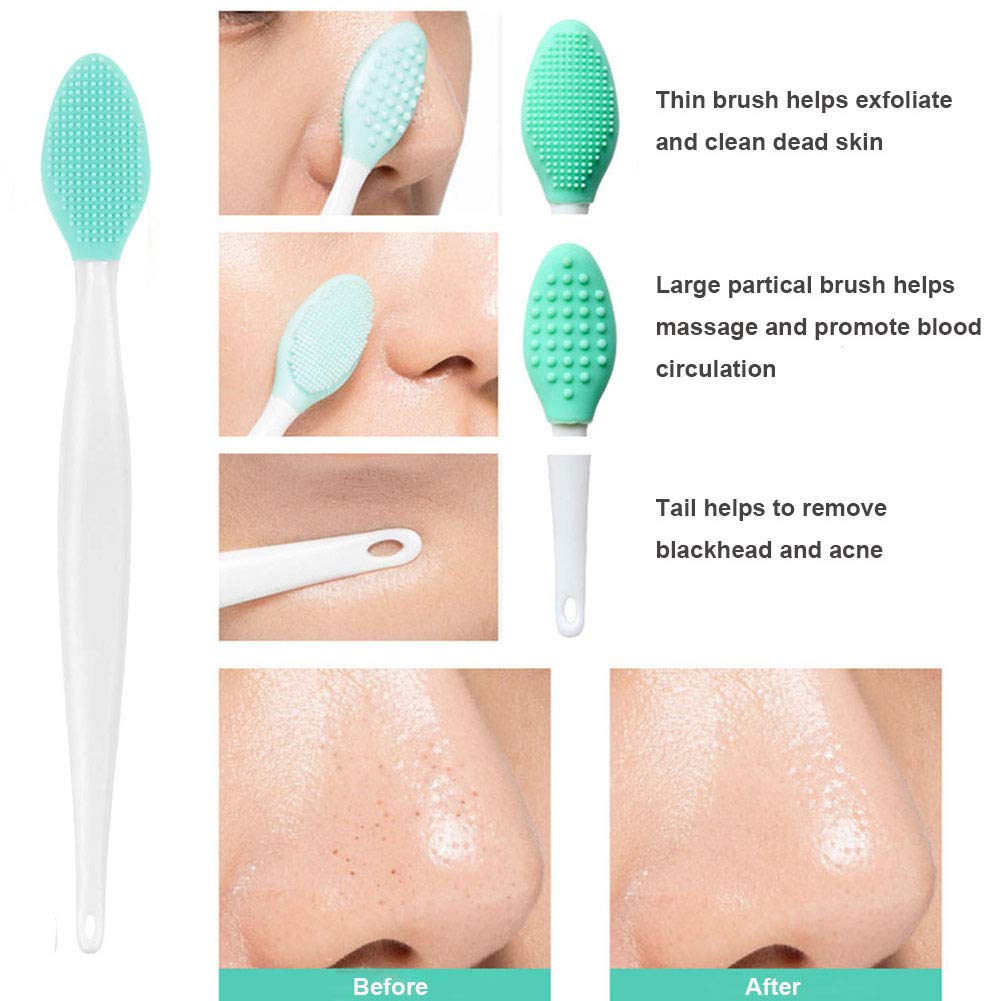 Silicone Lip Brush Set, 2Pcs Silicone Exfoliating Lip Brush Double-Sided Lip Scrubber & 2Pcs Silicone Lip Balm Brush Makeup Brus