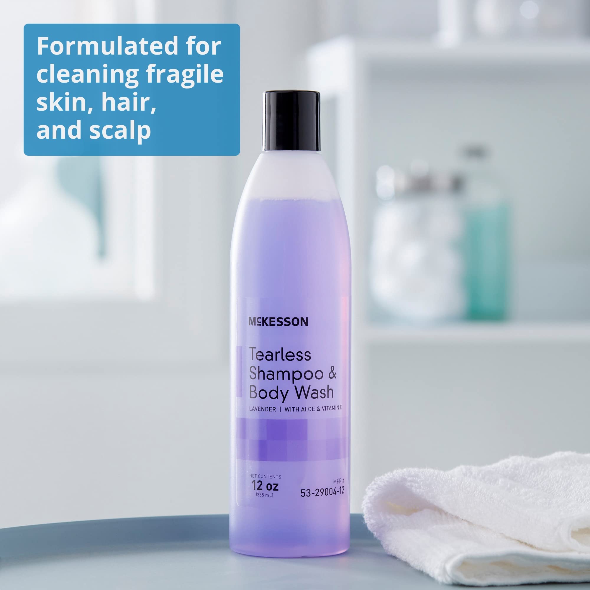McKesson Tearless Shampoo and Body Wash with Aloe and Vitamin E, Lavender Scent, 12 oz, 1 Count