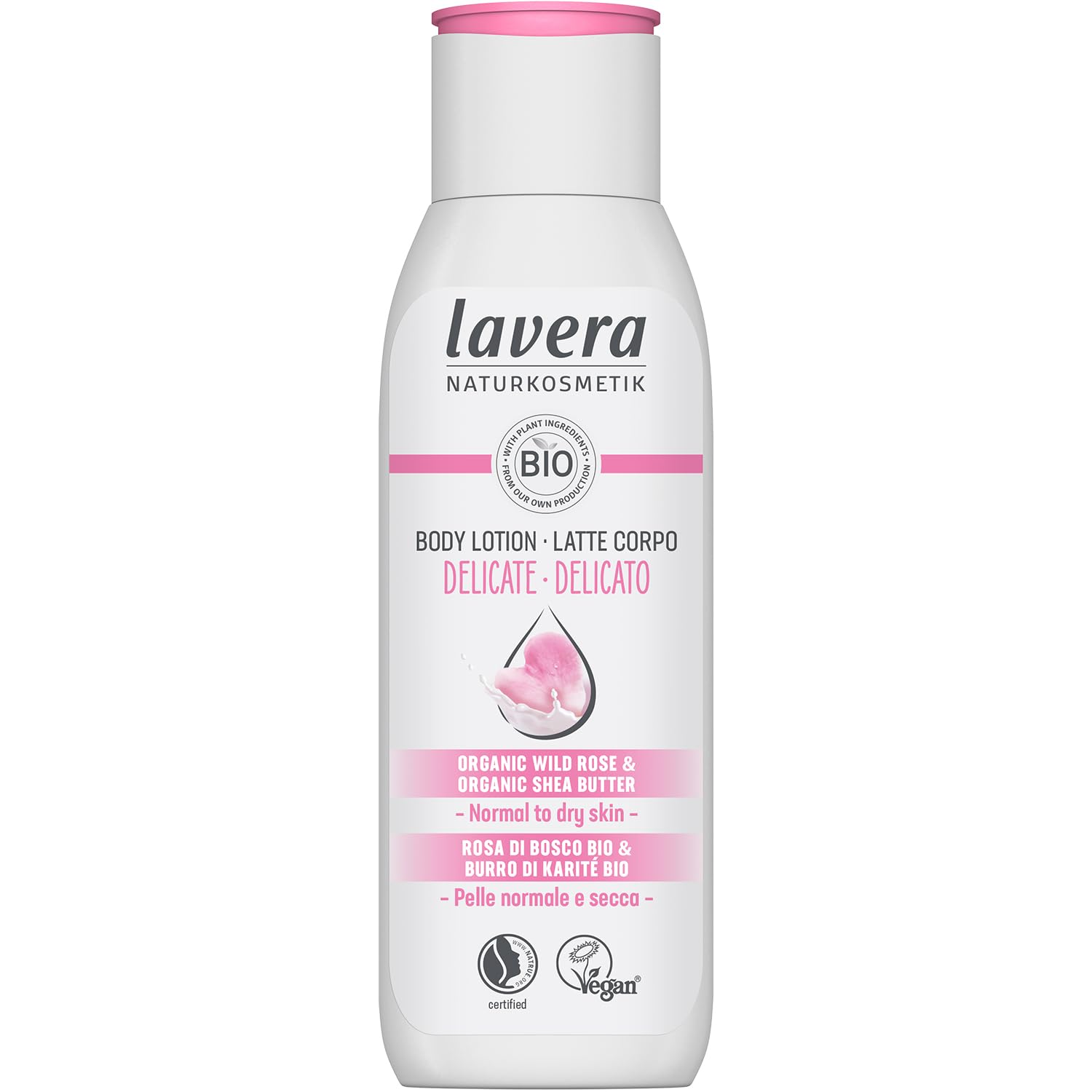 lavera Body Lotion Gentle - Body Milk with organic wild rose & organic shea butter - body milk for normal to dry skin - PETA cer