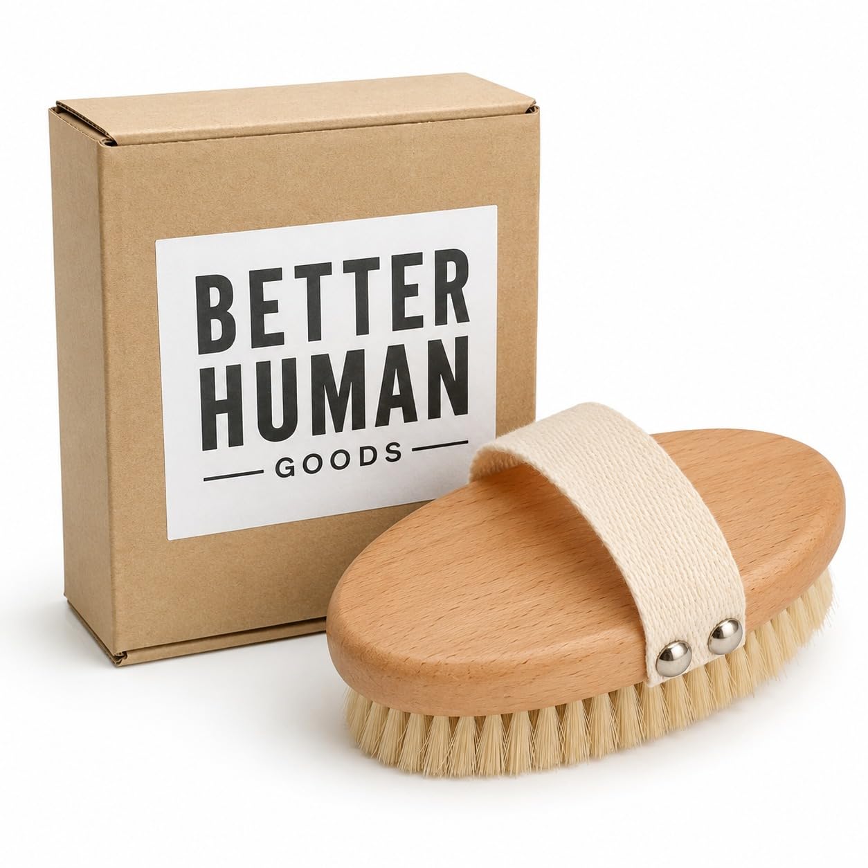 Better Human Goods Natural Bristle Dry Body Brush, Beechwood Handle