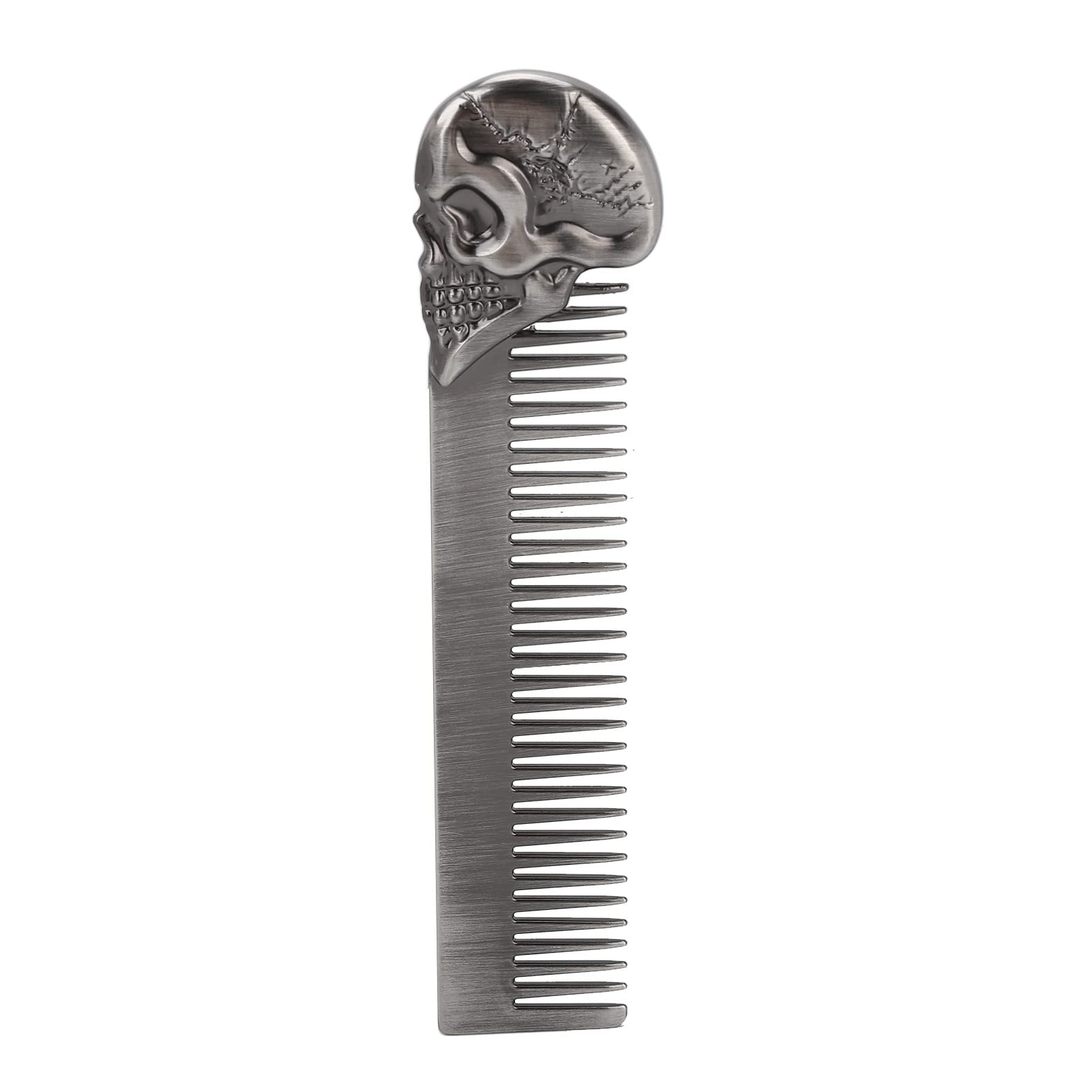 Haosie Pocket Beard Comb, 5.79in Skull Pattern Hair Comb for Men, Smooth Oil Hair Styling Travel Comb for Hair Beard Home Salon