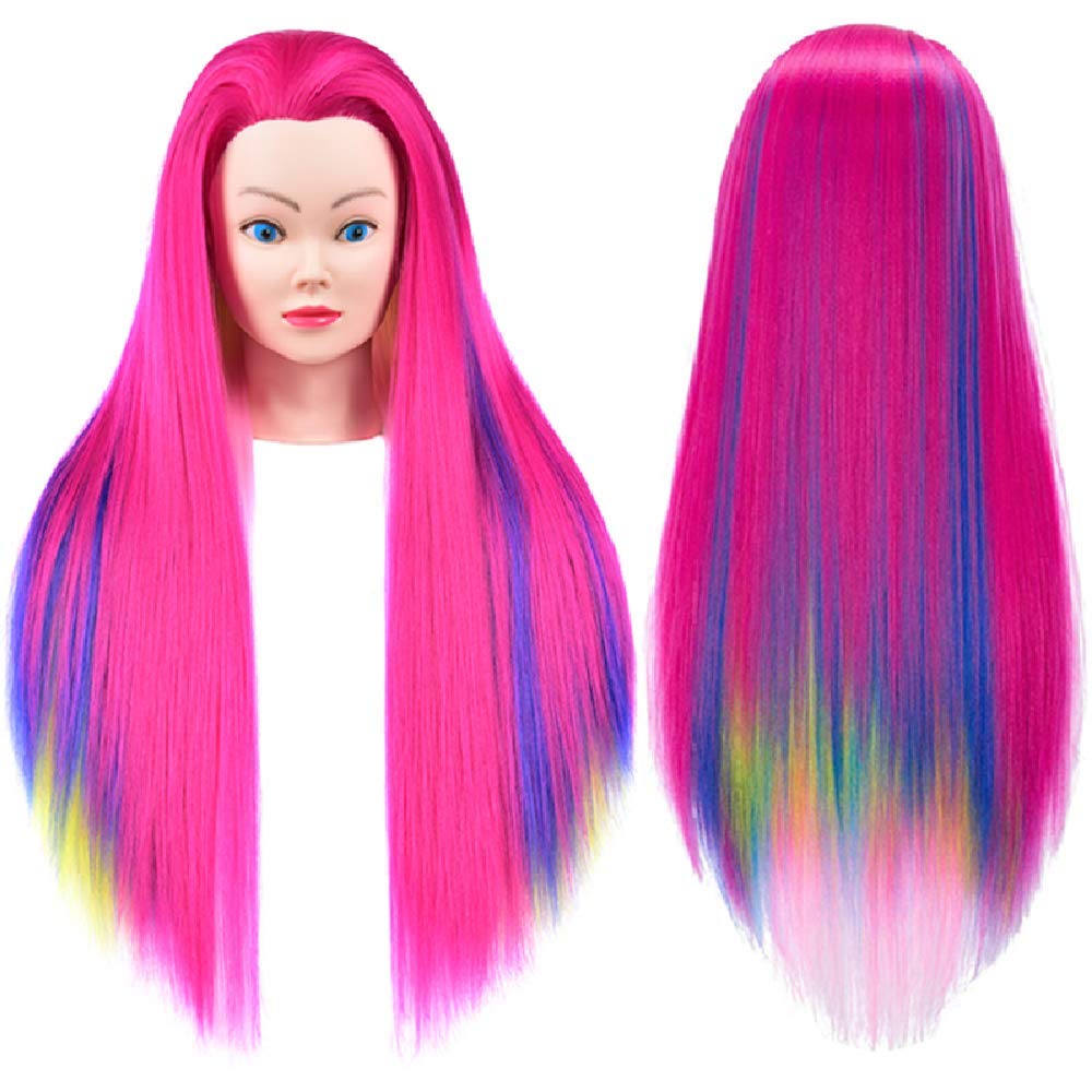 Headdoll Training Head 26-28 Inch Mannequin Head Hair Styling Manikin Cosmetology Doll Head Hairdressing For Styling Dye Cutting