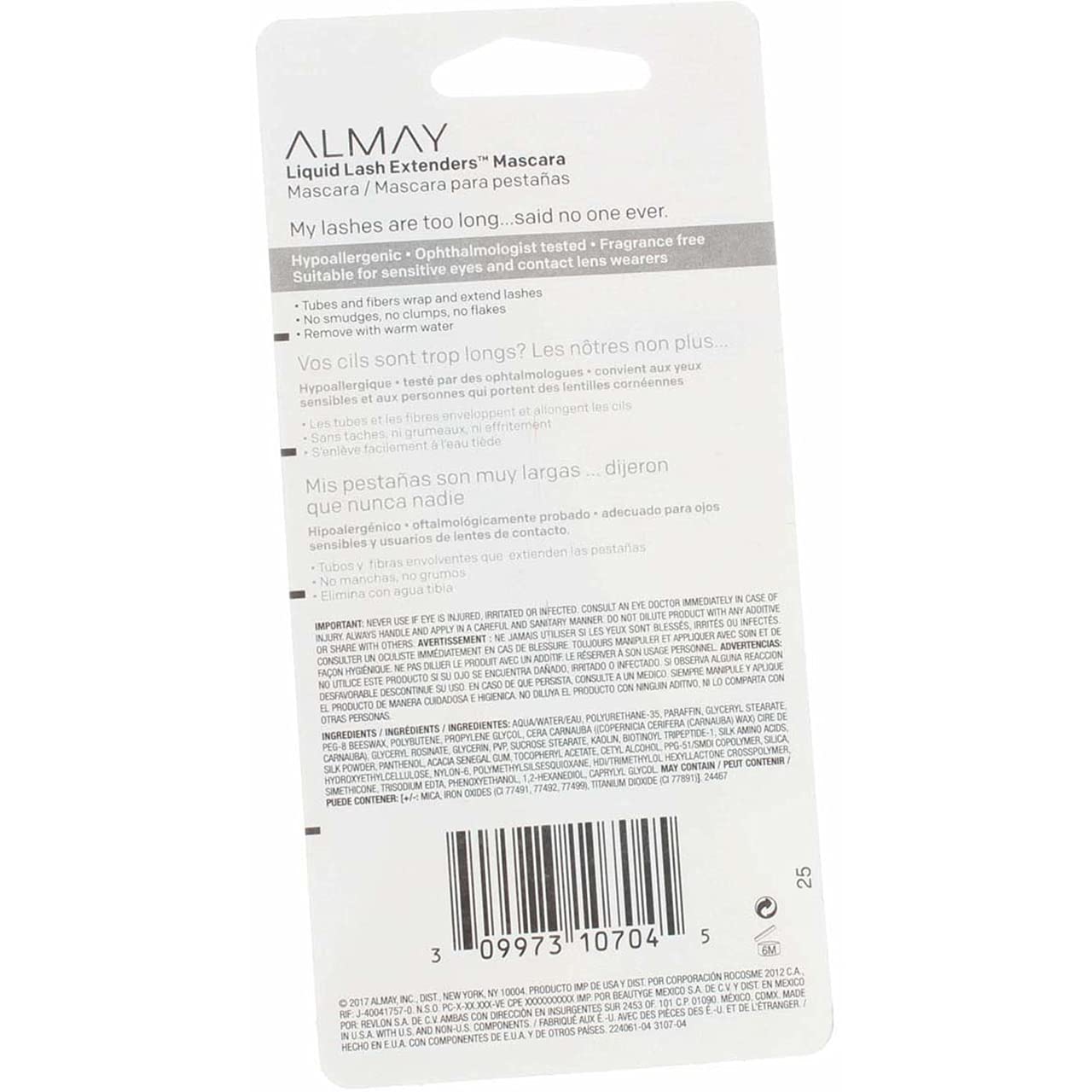 Almay Liquid Lash Extenders Mascara, Blue Black, .34 Fl. Fluid Ounce
