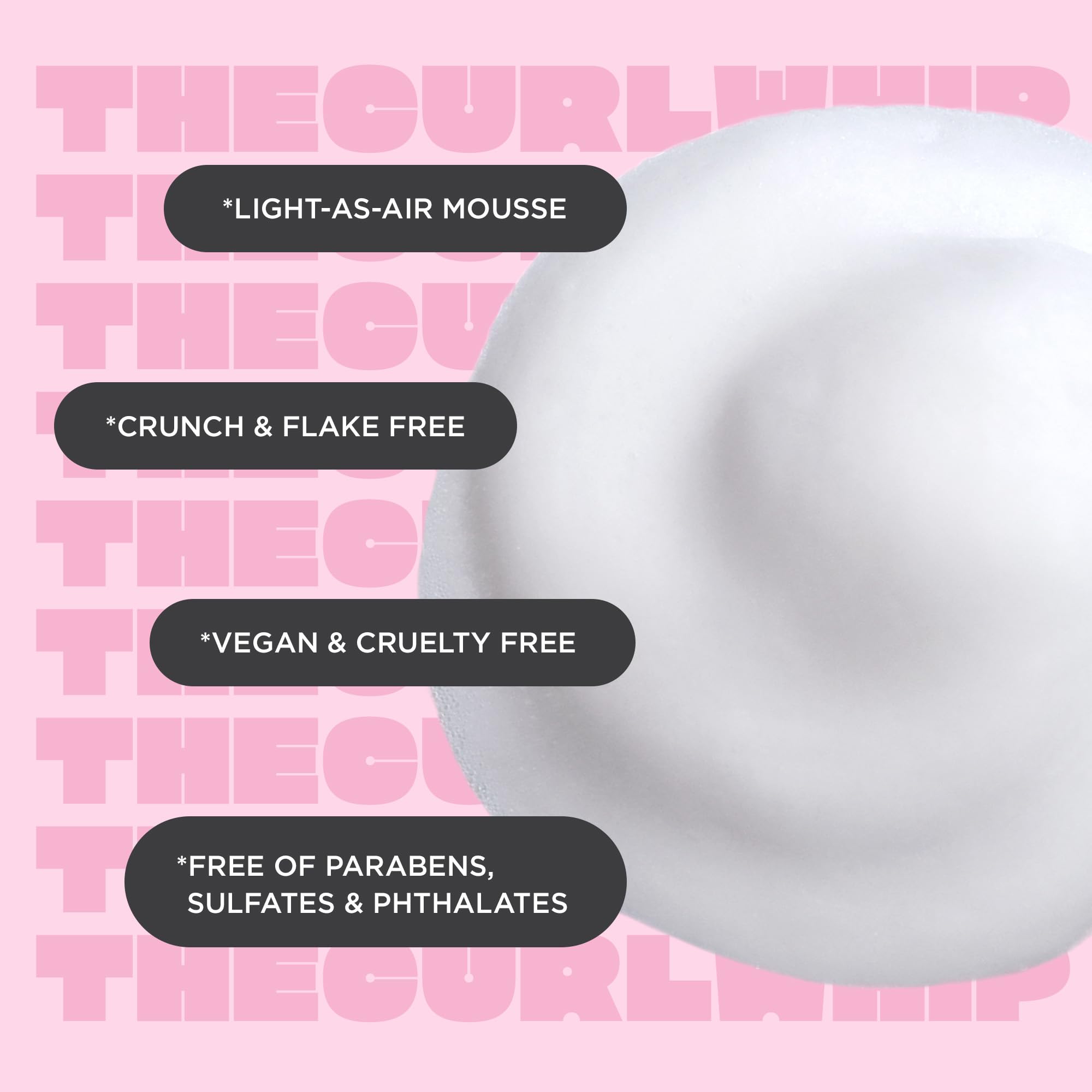 Cake Beauty Whipped Curl Defining & Volumizing Mousse - Aloe Vera Vitamin E for Flexible Hold - Vegan No Heat Curls Wavy Curly H