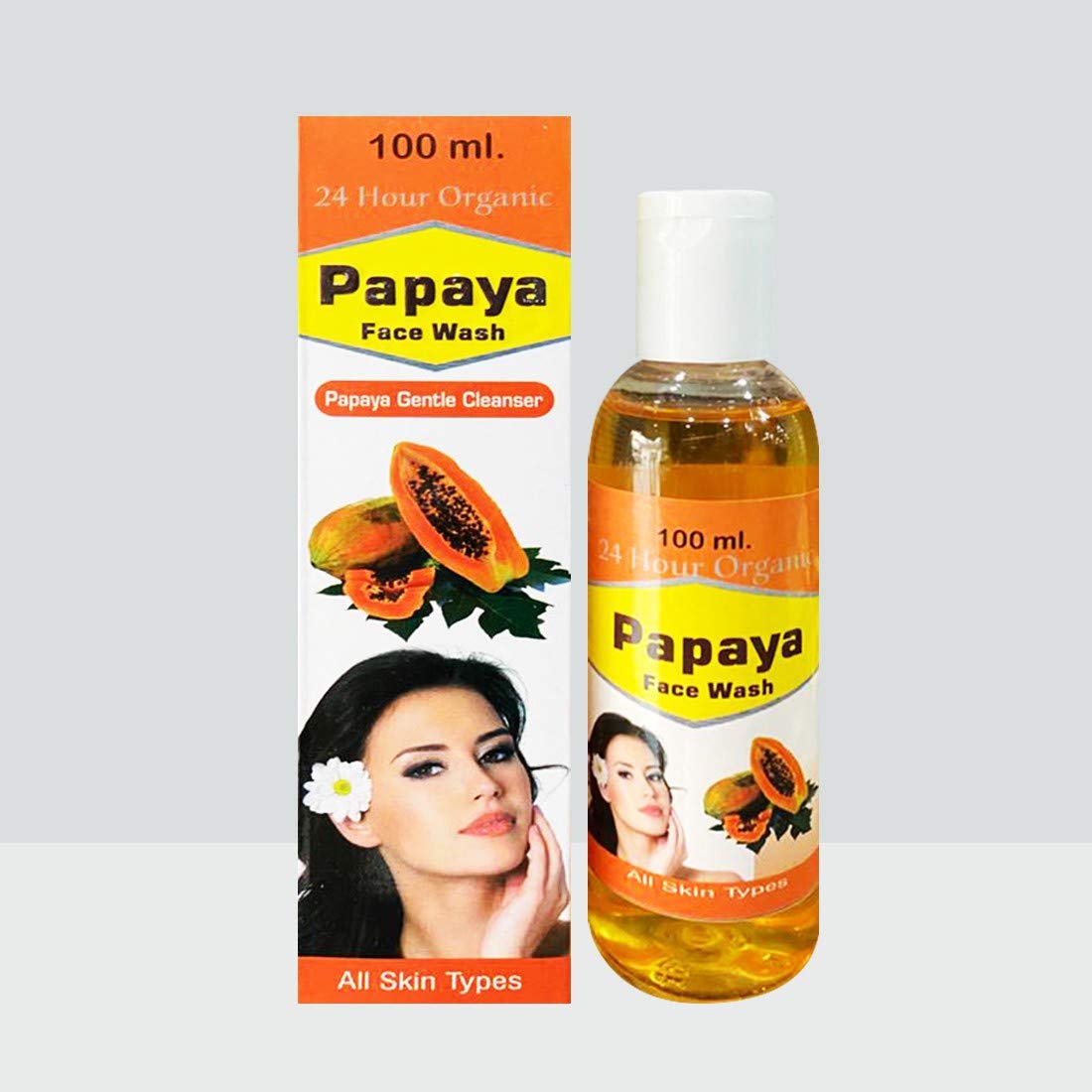 24 Hours Organic Pure Papaya Face Wash For Glowing Skin (Pack Of 1) Skin Brightening | Refreshing | AntiAcne & Pimples | Nouris