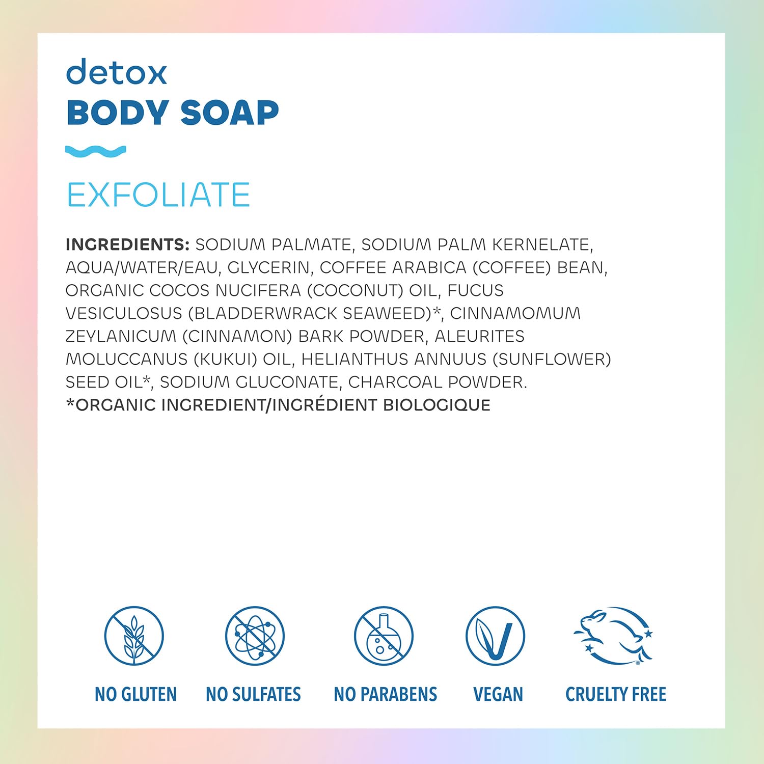 Seaweed Bath Co. Exfoliate Detox Body Soap, 3.75 Ounce, Sustainably Harvested Seaweed, Charcoal (Packaging May Vary)