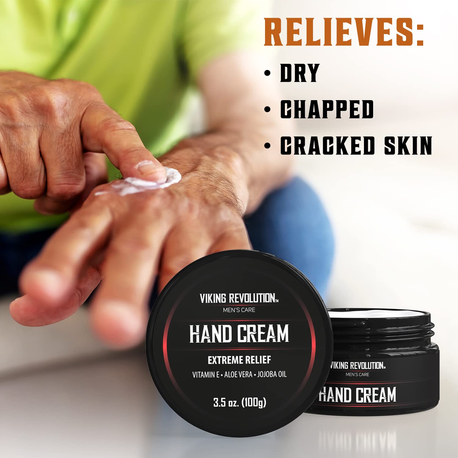 Viking Revolution Mens Hand Cream For Men - Hand Cream For Dry Cracked Hands Repair Cream - Dry Hand Cream For Dry Hands Balm -