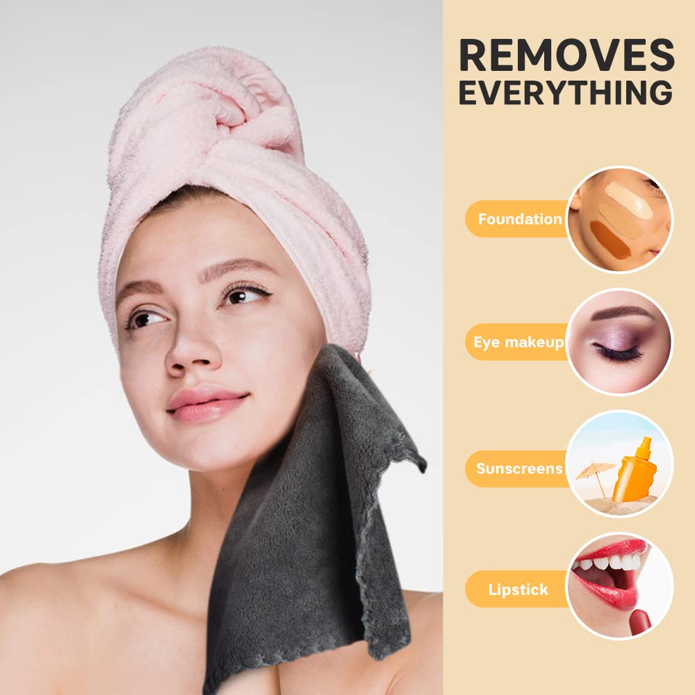 SUNLAND Microfiber Face Cloth Reusable Makeup Remover Facial Cleansing Towel Ultra Soft Face Washcloth 12inchx12inch 6 Pack Dark
