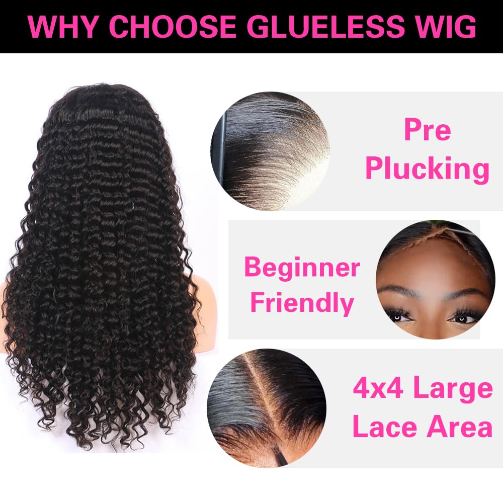 Jenniferita Wear And Go Glueless Wig 24 Inch Deep Wave Human Hair Wigs 200% Density Hd Lace Front Wigs Human Hair Seconds Wear C