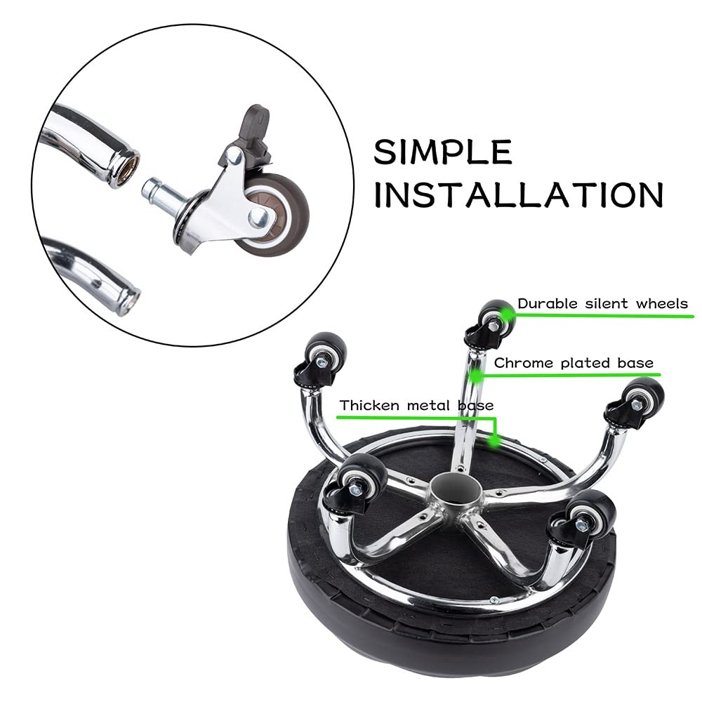 OBMMIRAO Pedicure Stool - Low Roller Seat Swivel Stool with Wheels, Black Low Chair with PU Leather Seat (Black StyleB)