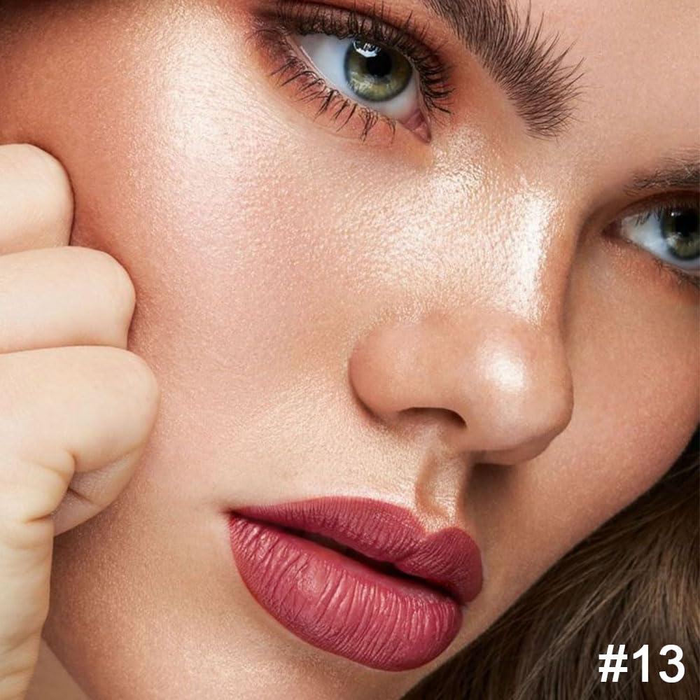 2 In 1 Mauve Red Matte Lip Liner & Lipstick Combination, Dnm Metallic Dual Ended Lipstick, Lip Liner, Lip Gloss, 24 Hour All Day