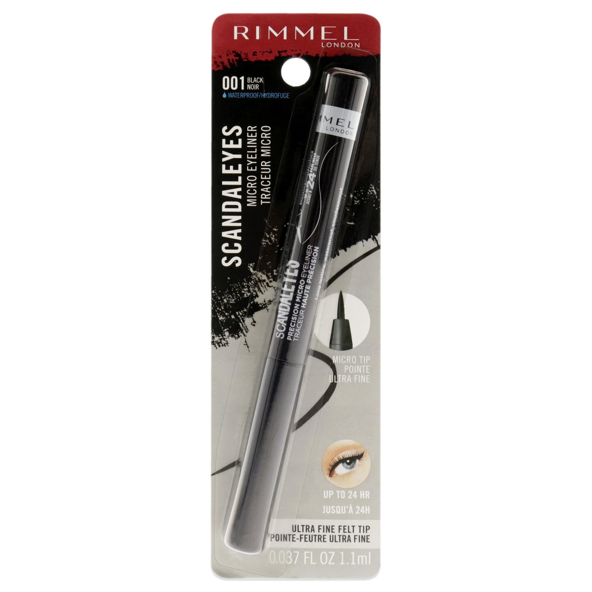 Rimmel London Scandaleyes Micro Eyeliner, Waterproof, Long-Wearing, Smudge-Proof, 001, Black, 0.04Oz