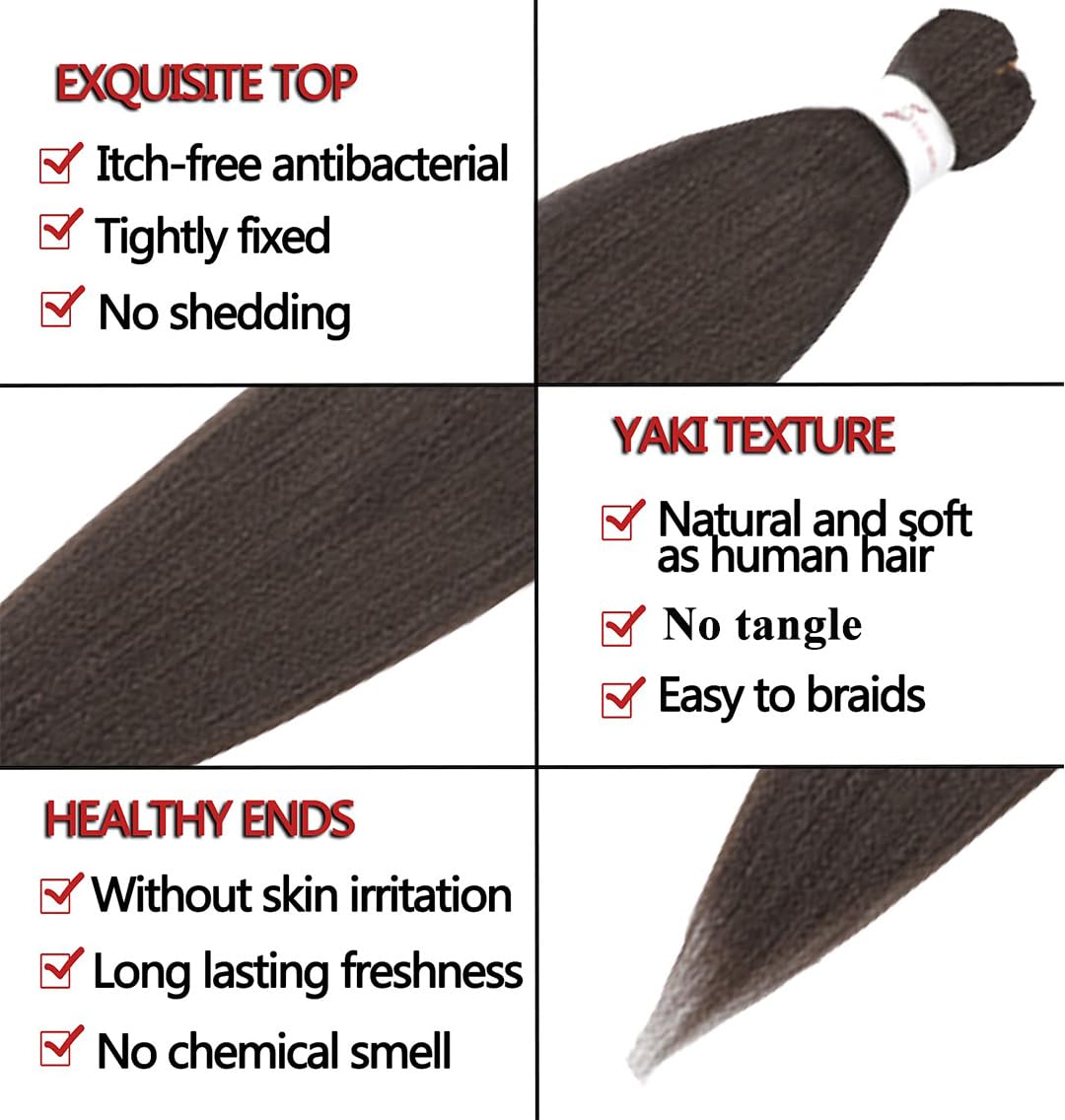 Pre-Stretched Braiding Hair 26 ' '-8 Packs Synthetic Braiding Hair, Hair Extensions For Braids, Hot Water Setting Professional S
