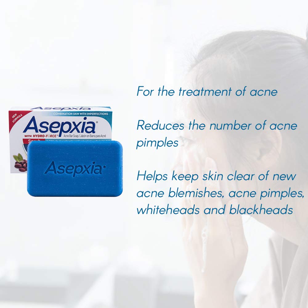 Asepxia Cleansing Bar Scrub - 4 oz (100 g) - Gentle Exfoliating Soap for Clear Skin