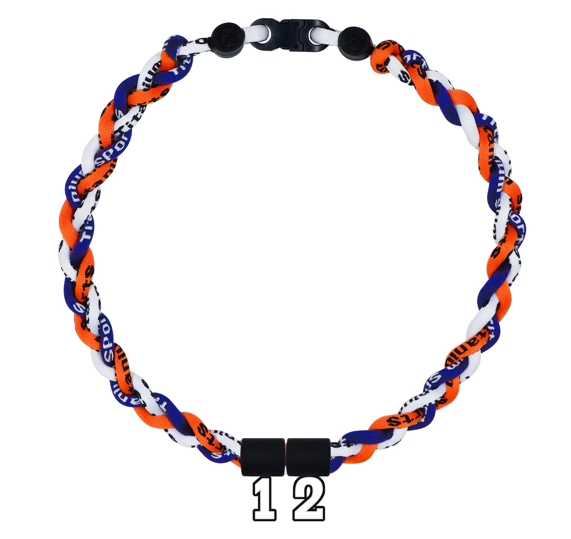 SUPBOMM Baseball Rope Necklaces, League Team Colors Braided Necklace with Number Pendant, Baseball Team Gifts, Mets, No. 12