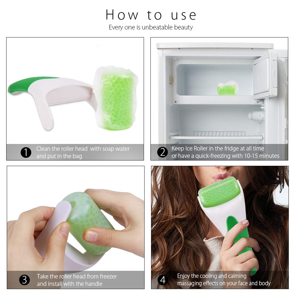 Teenitor Green Ice Roller For Facial Skin Care, Ice Massager Cooling Facial Roller Soothe And Depuff Beauty Tools Cold Face Roll