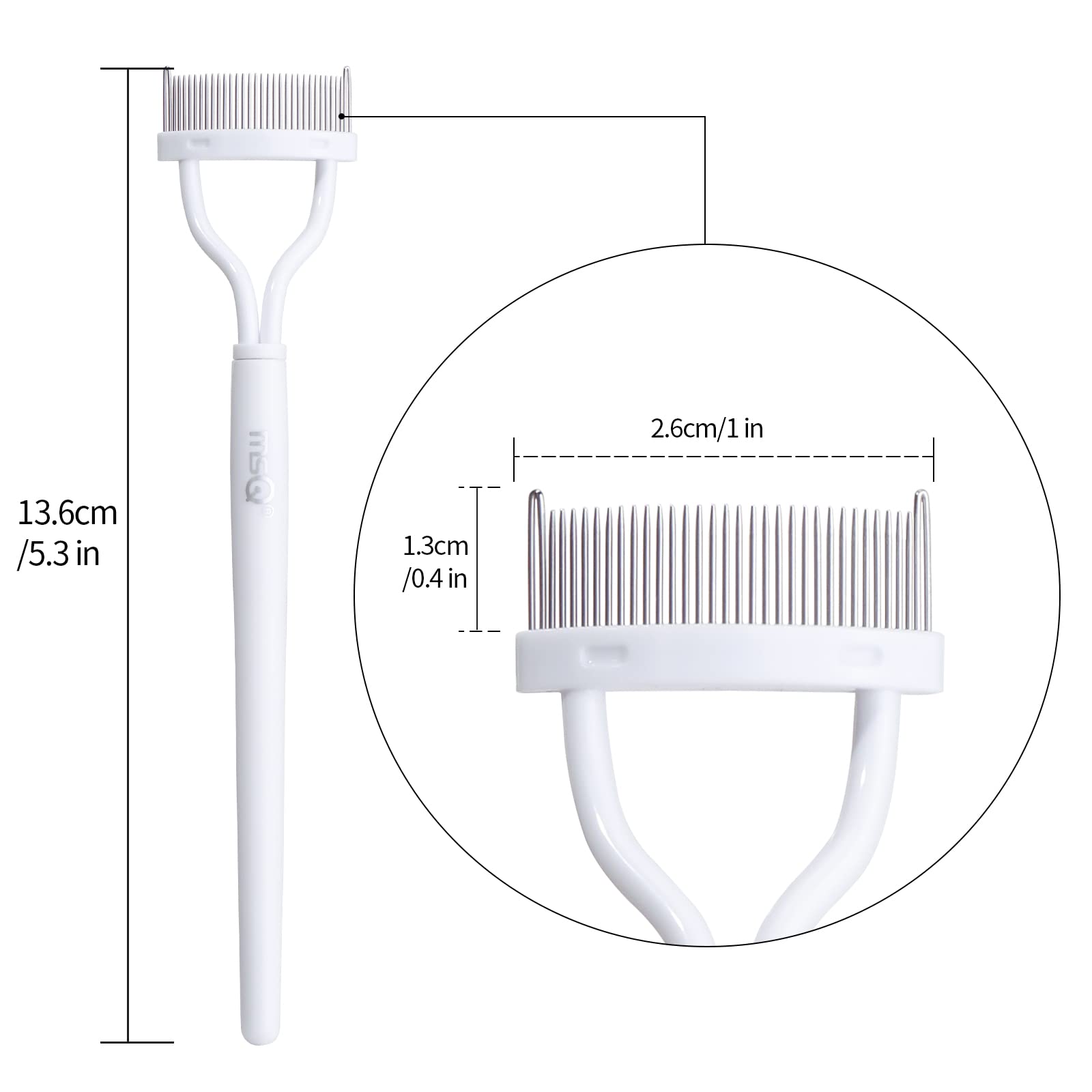 Eyelash Comb MSQ Eyelash Separator Mascara Applicator Eyelash Definer With Comb Cover Arc Designed Cosmetic Brushes Tool White (