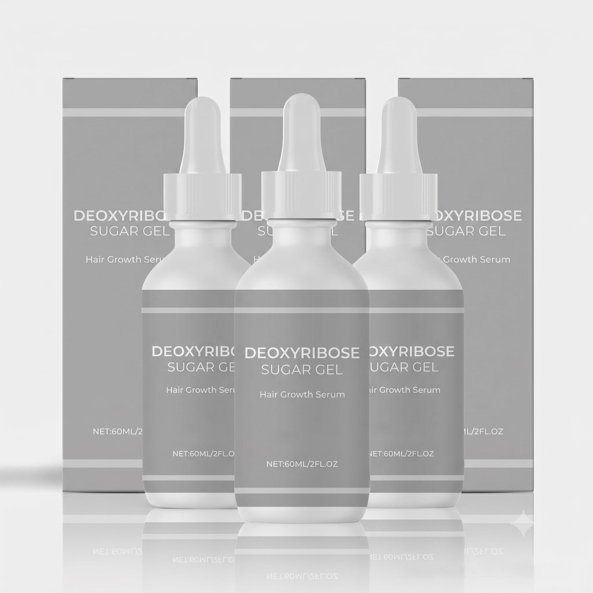 Deoxyribose Sugar Gel Hair Growth Serum with Rosemary Extract, Castor Oil and Plant Extracts, 2 fl oz, Pack of 3