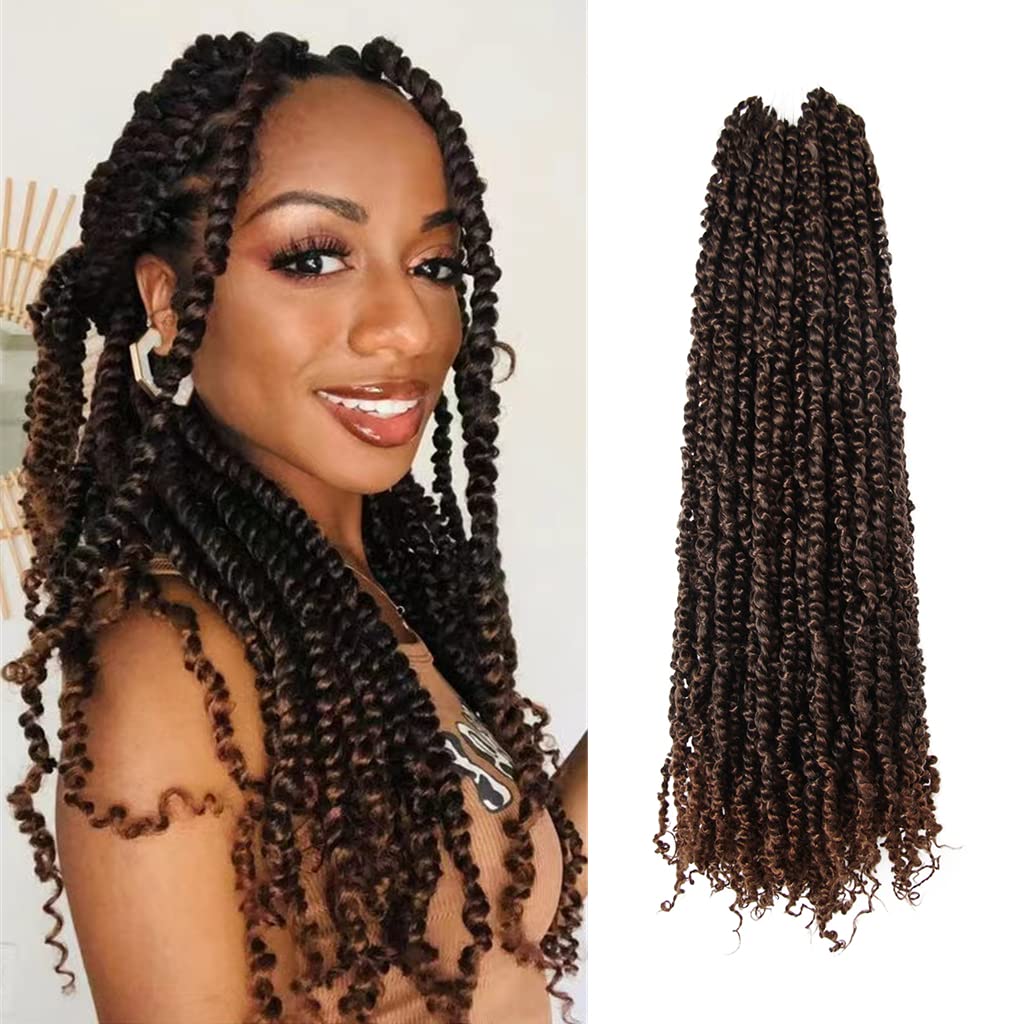 WUDAS Long Passion Twist Hair 22 Inch Pre-twisted Passion Twists Crochet Hair Ombre Light Brown Pre-looped Synthetic Crochet Bra