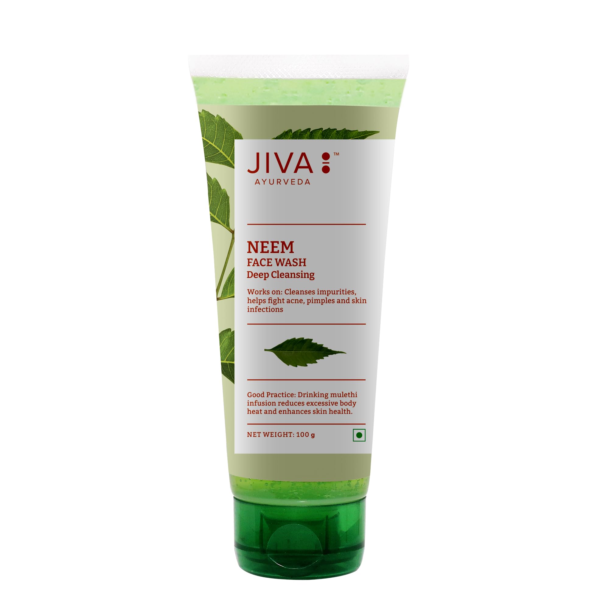 Jiva Neem Face Wash 100% Pure & Natural, Paraben Free Formula | Deep Cleanses Pores, Tightens The Skin, Controls Acne And Breako