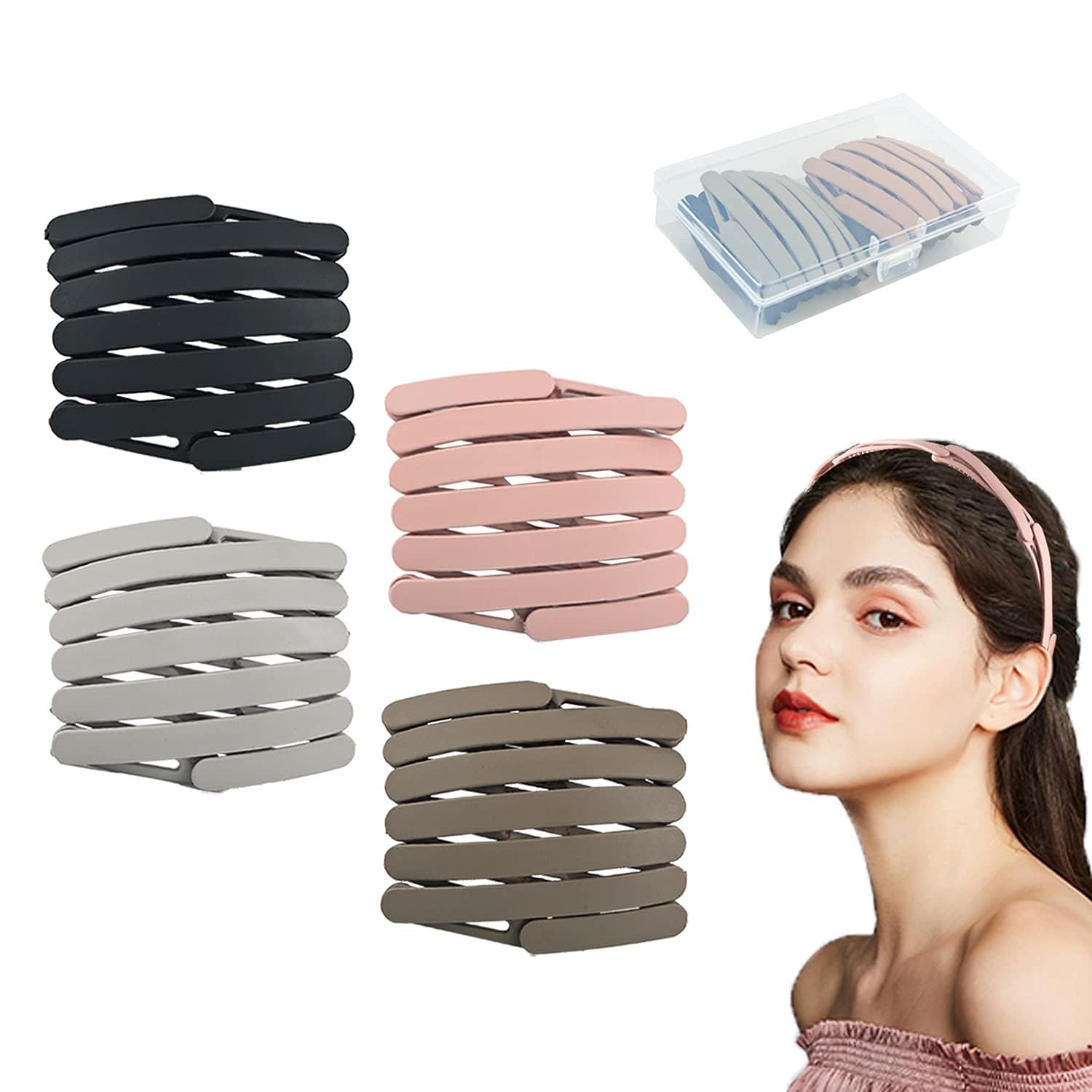 Locans 2 Piece Foldable Hb Foldable Headbands Forwomen Hair Bands For WomenS Hair Thick Non Slip Women Headbands Travel Make Up