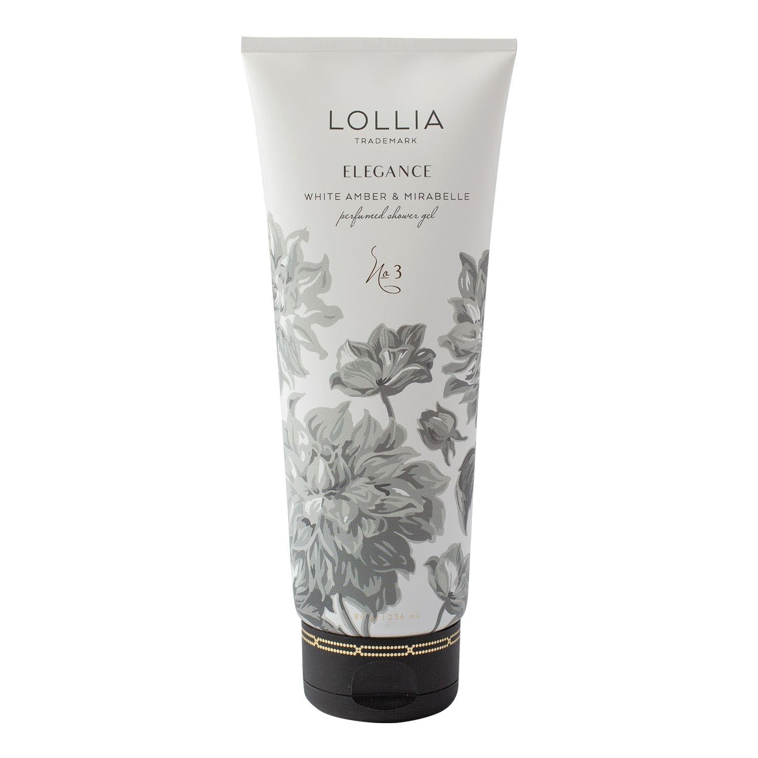 Lollia Elegance Shower Gel, 8 Fl. Oz. - White Amber & Mirabelle - Scented Shower Gel Body Wash, Shea Butter Body Wash, Bath Wash