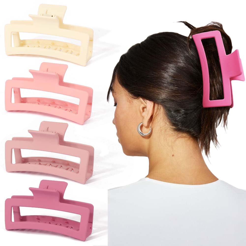 Ahoney 5 Inch Pink Hair Clips Extra Large Claw Clips Big Hair Clips for Thick Long Hair, XL Giant Claw Clip Strong Hold Oversize