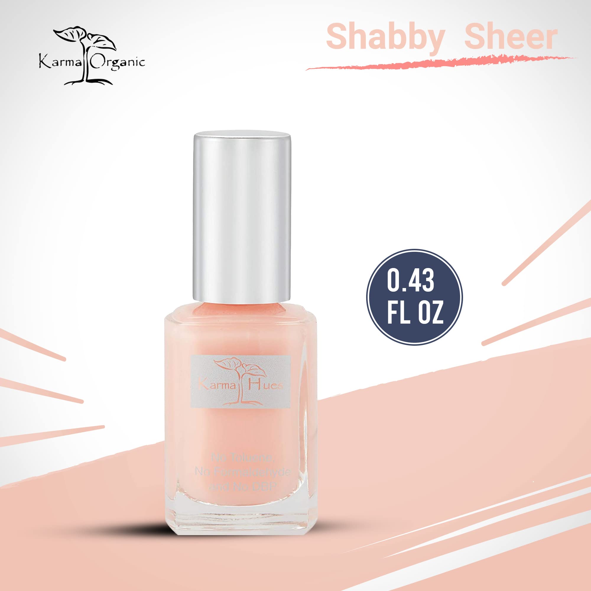 karma organic Natural Nail Polish-Non-Toxic Nail Art, Vegan and Cruelty-Free Nail Paint (SHABBY SHEER)