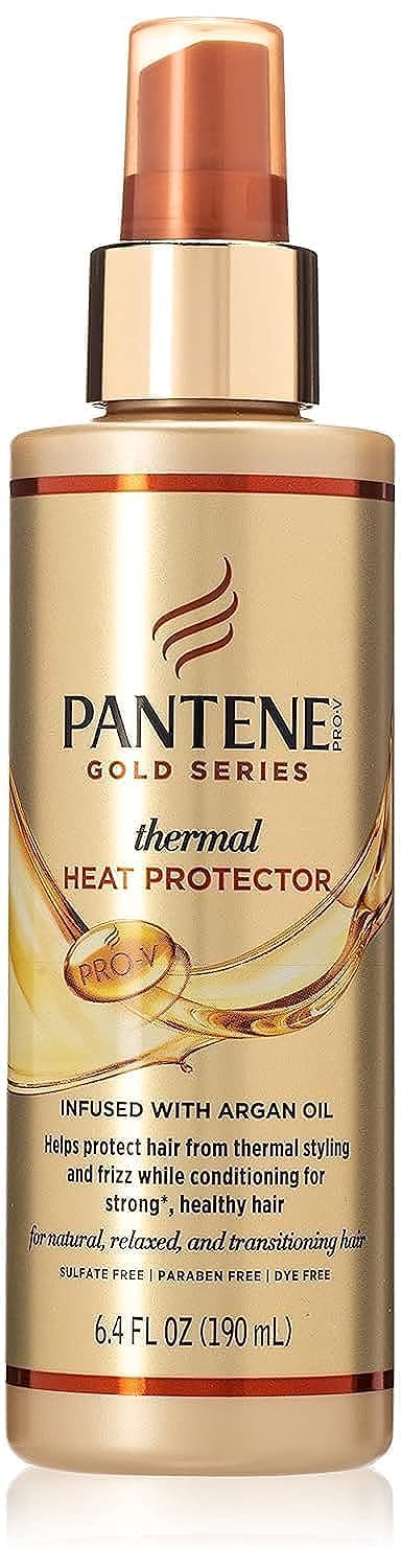 Pantene Gold Series Thermal Heat Protector, 6.4 Ounce Pump, Model 18672, Ideal for All Hair Types, Protects Against Heat Damage