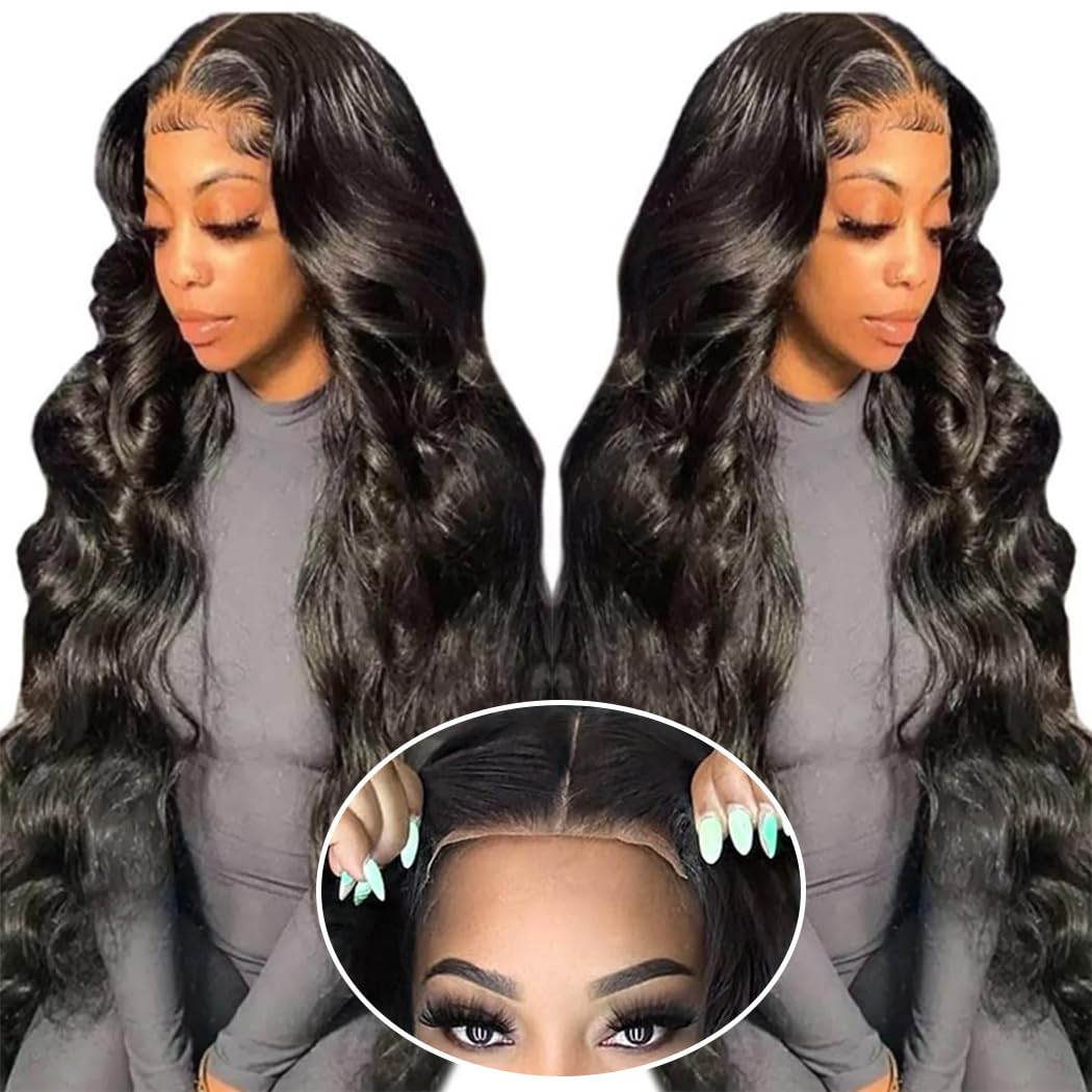 Aolvoblees 34 Inch Glueless Wigs Human Hair Pre Plukced Pre Cut 6x4 Hd Lace Closure Wigs Human Hair For Women 180% Density Ready