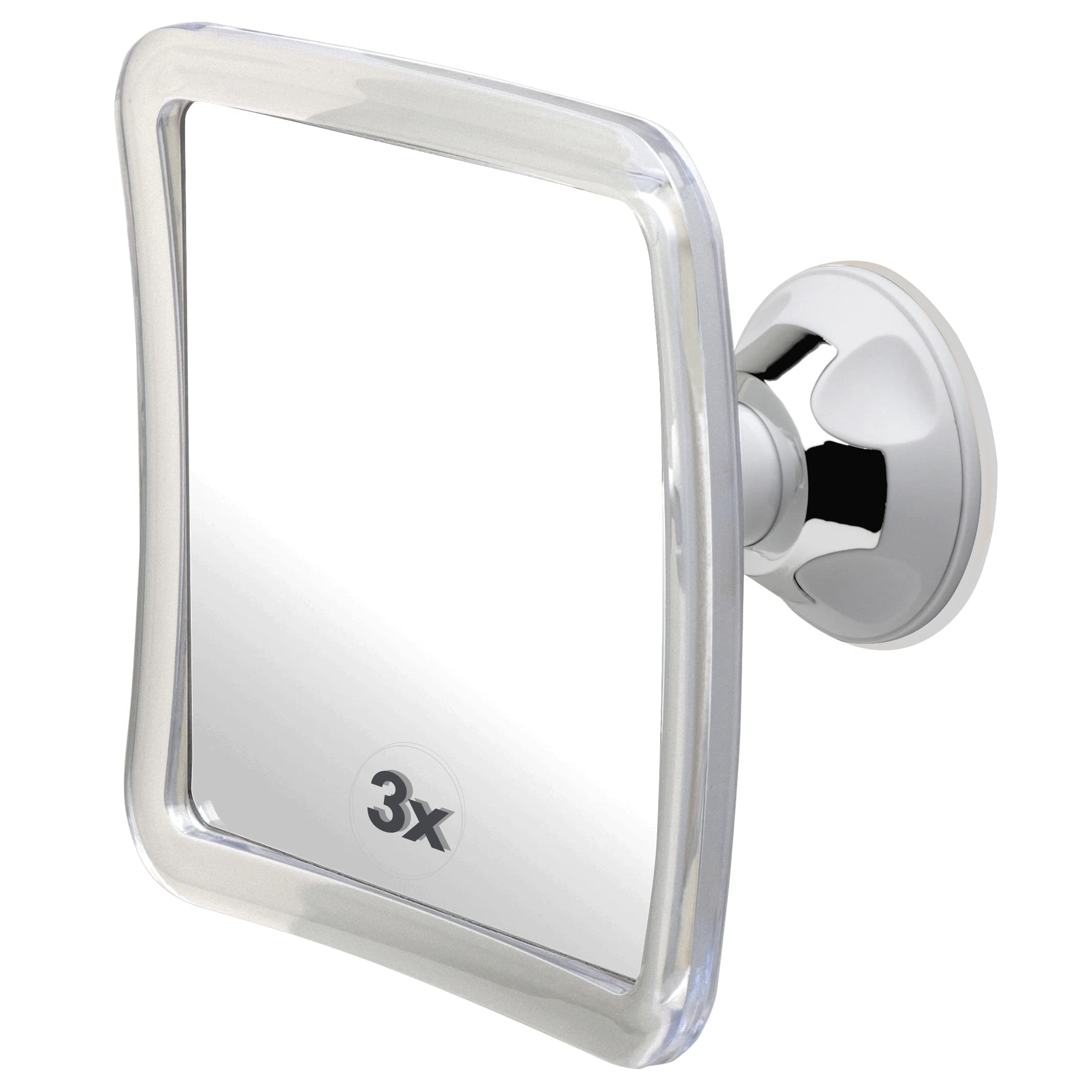 3X Magnifying Shower Mirror For Fogless Shaving With Suction Cup, Shatterproof Surface And 360 Swivel, 6.3'' X 6.3''