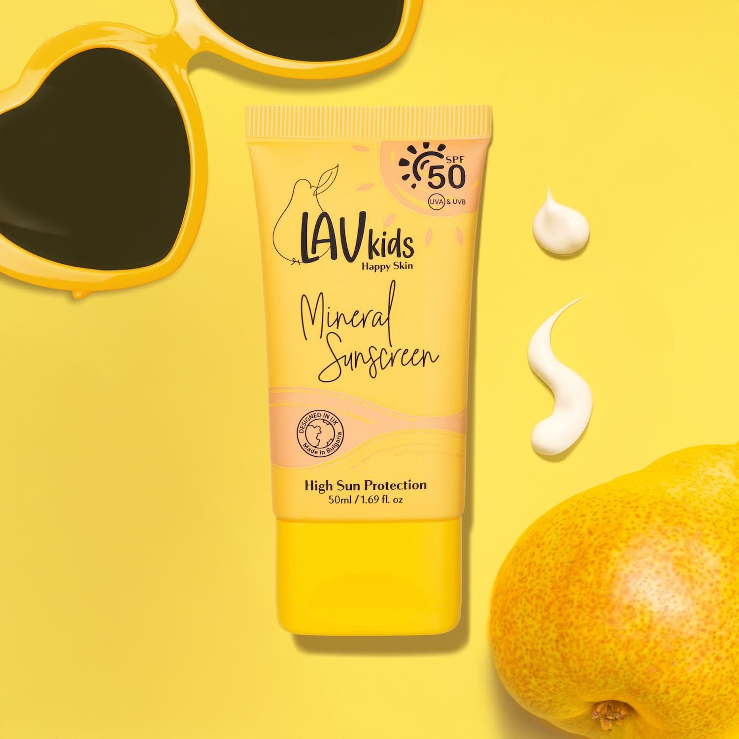 LAV Kids Mineral Sunscreen, SPF 50 UVA & UVB Protection, 1.69 fl. oz