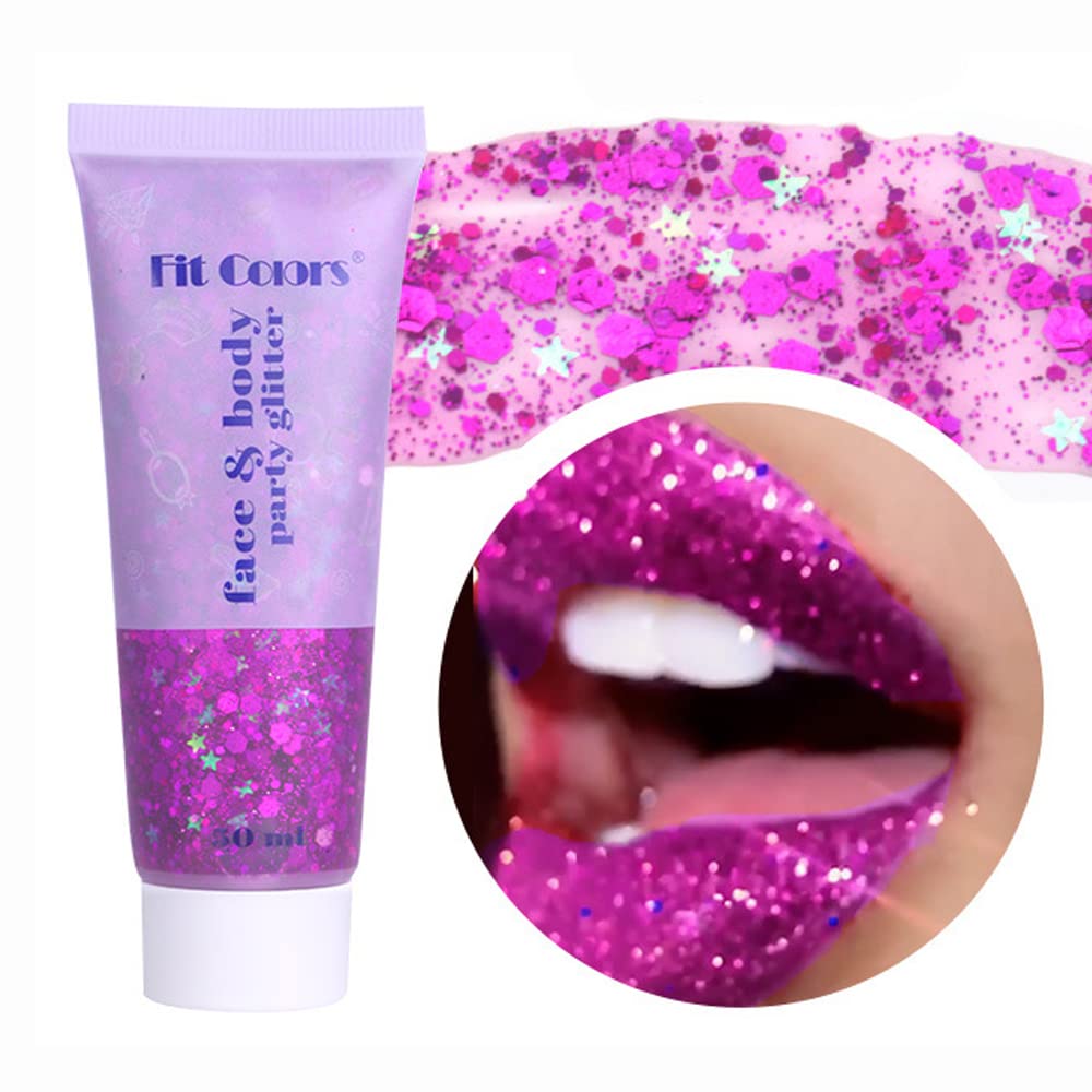 Yeweian Face Body Glitter Gel, Mermaid Sequins Hair Nails Lip Eye Festival Glitter Gel Makeup, White Chunky Liquid Holographic B