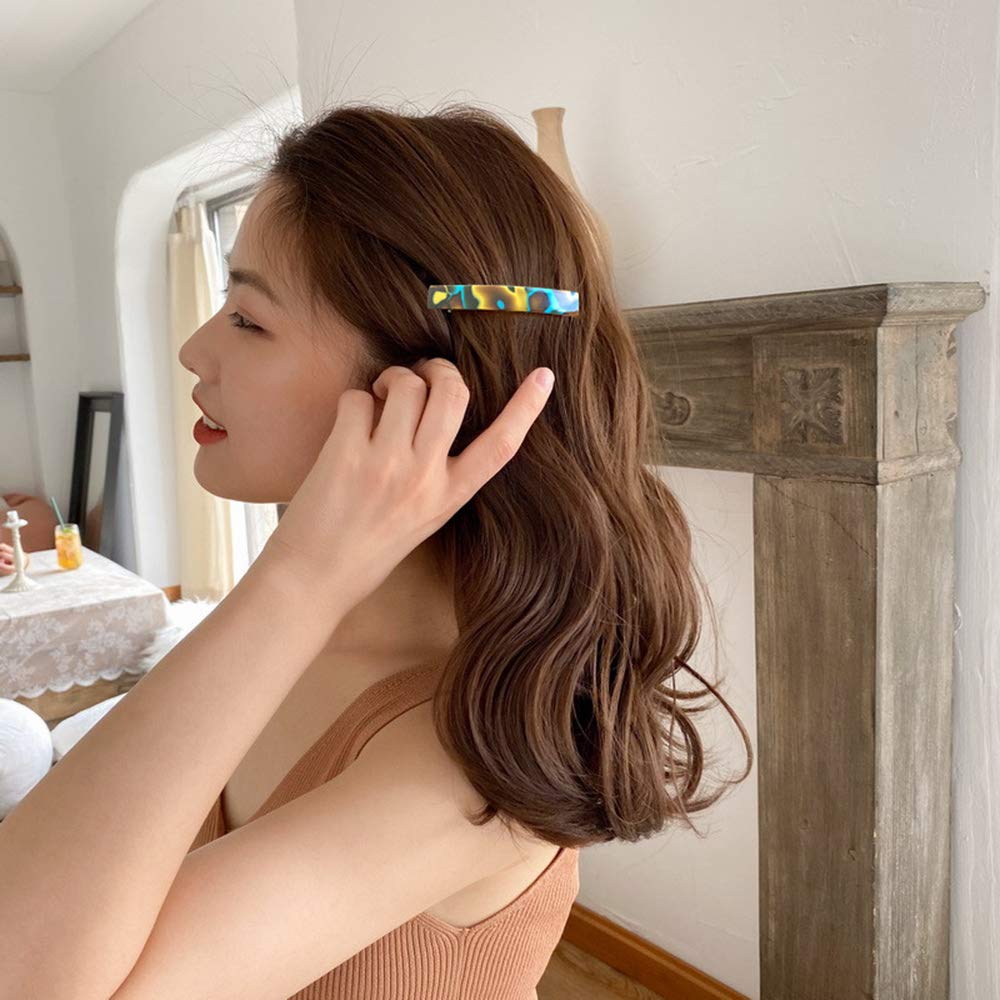 3 Pcs Womens Hair Barrettes Tortoise Cellulose Acetate Barrettes Small French Barrettes Automatic Hair Clips