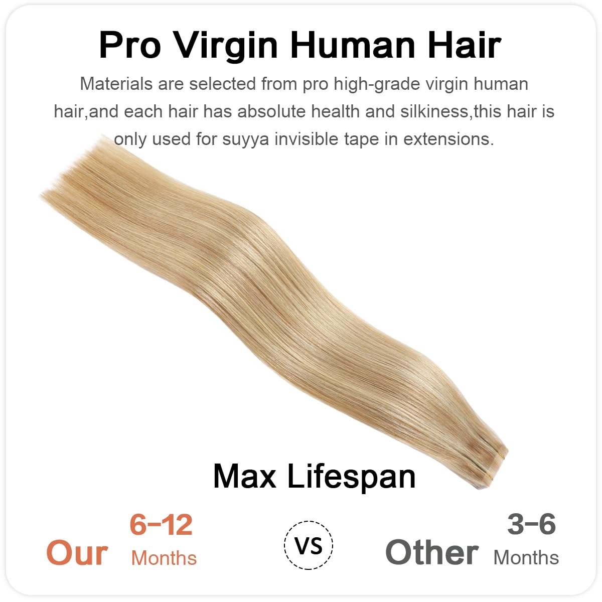 Suyya Invisible Tape In Hair Extensions Human Hair Seamless Injected Hand-Tied Pro Quality Virgin Human Hair Tape Ins Ash Blonde