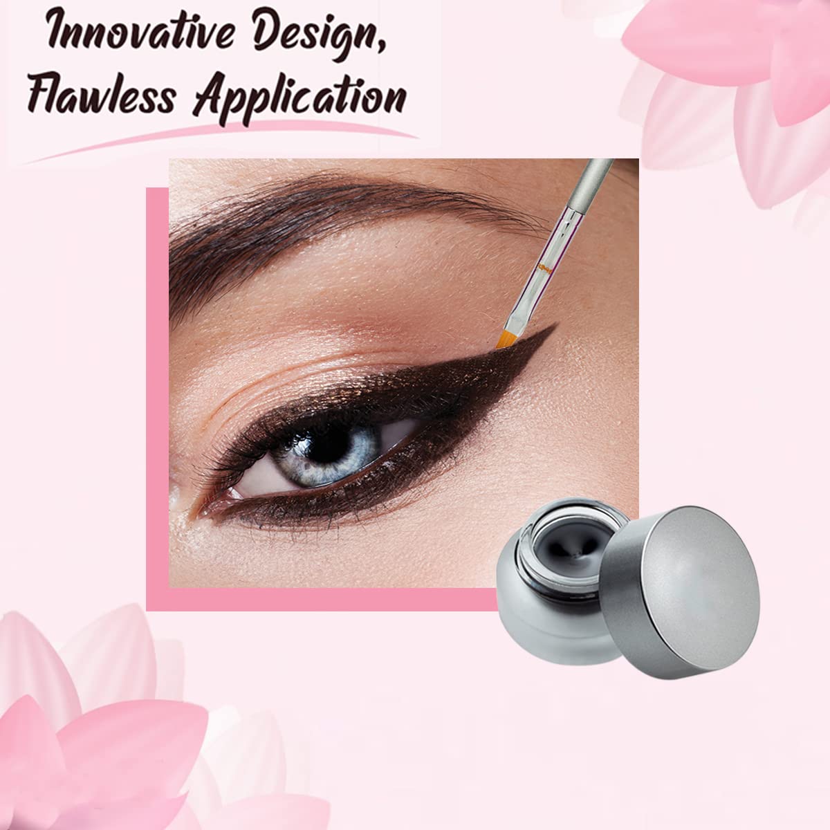 Eyeliner Brush Fine Angled Set - For Liquid Gel Liner Applicator Bent Stencils Thin Pencil Pen Real Small Sharpener Angle Wing T
