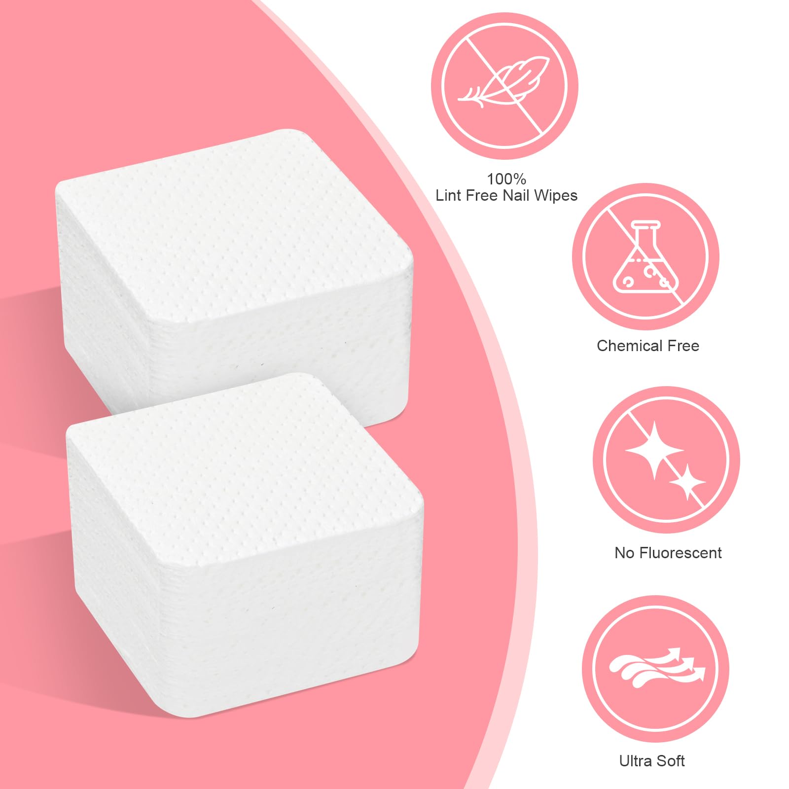 Lint Free Nail Wipes, Acetone Nail Polish Remover 1080Pcs With Pump Dispenser, Gel Nail Polish Remover Pads Soft Non-Woven Nail