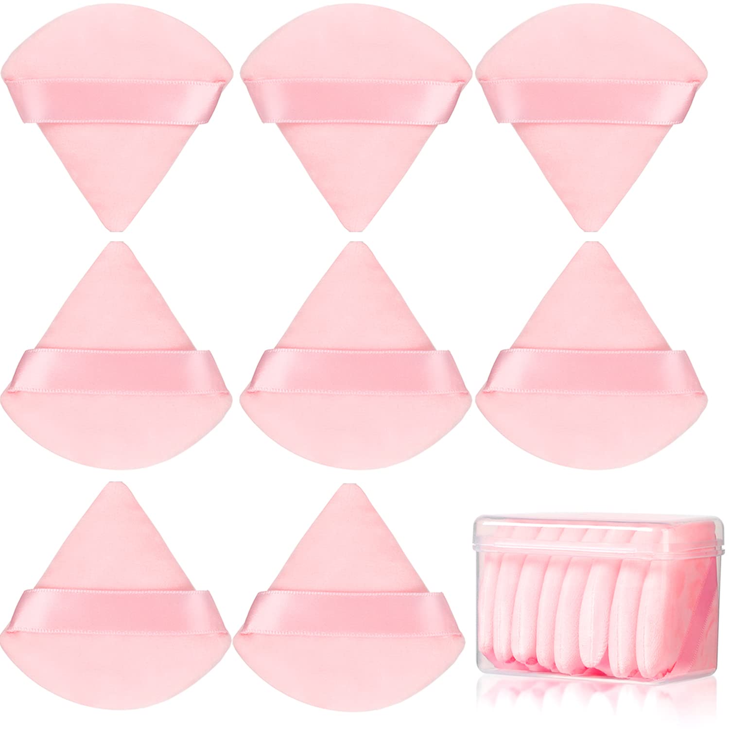 8 Pcs Cotton Powder Puff Face,Jassins Triangle Super Soft Both Dry And Wet Makeup Setting Puff,For Concealer/Loose Powder/Body P