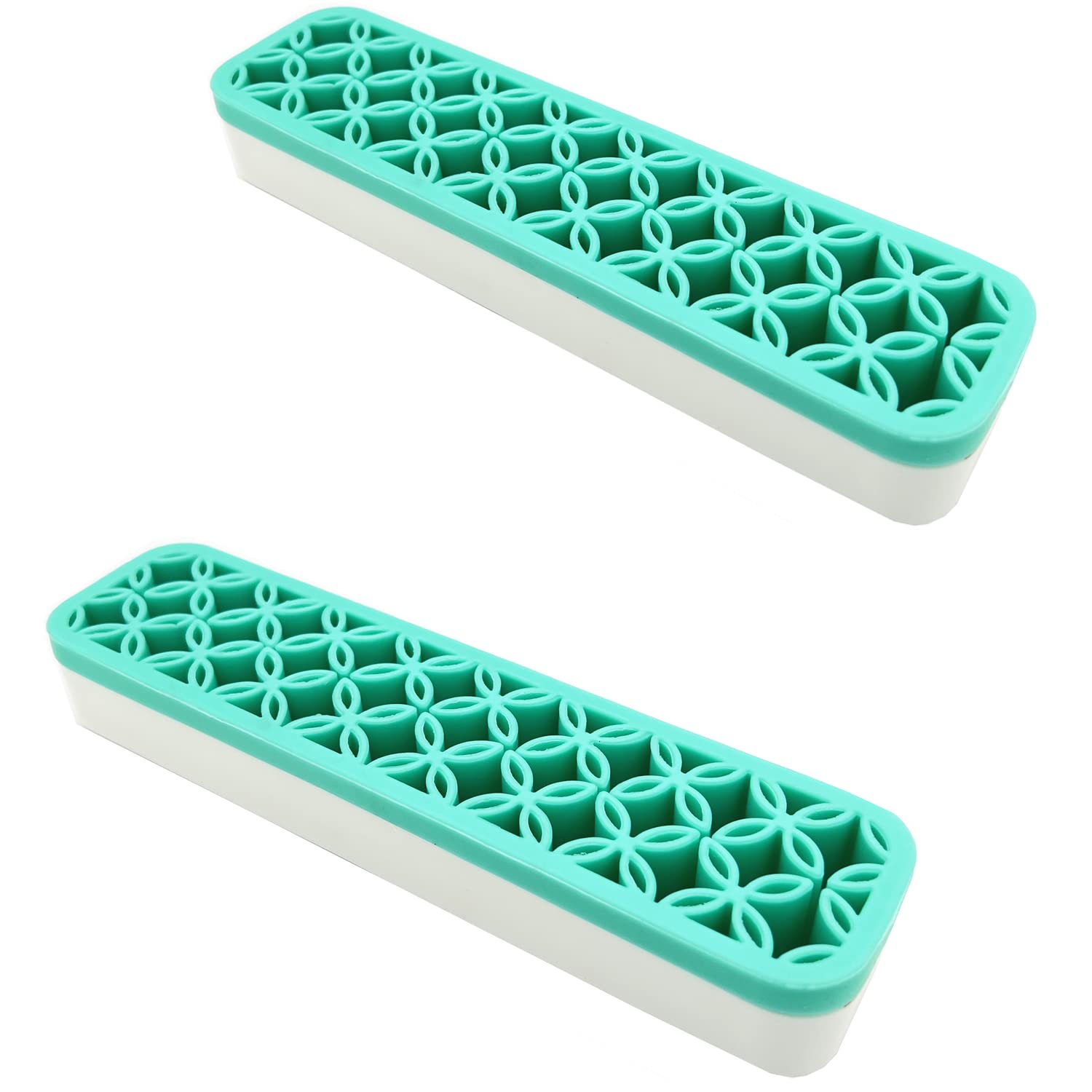 TANG SONG 2 PCS Rectangle Silicone Make up Brush Holder Cosmetic Storage Box Desktop Organizers (Green)