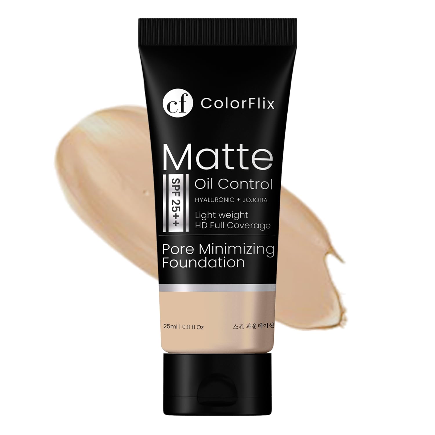 Colorflix Matte Oil Control Foundation Spf 25+, Lightweight Hd Full Coverage, Pore Minimizing, LongLasting With Hyaluronic Acid