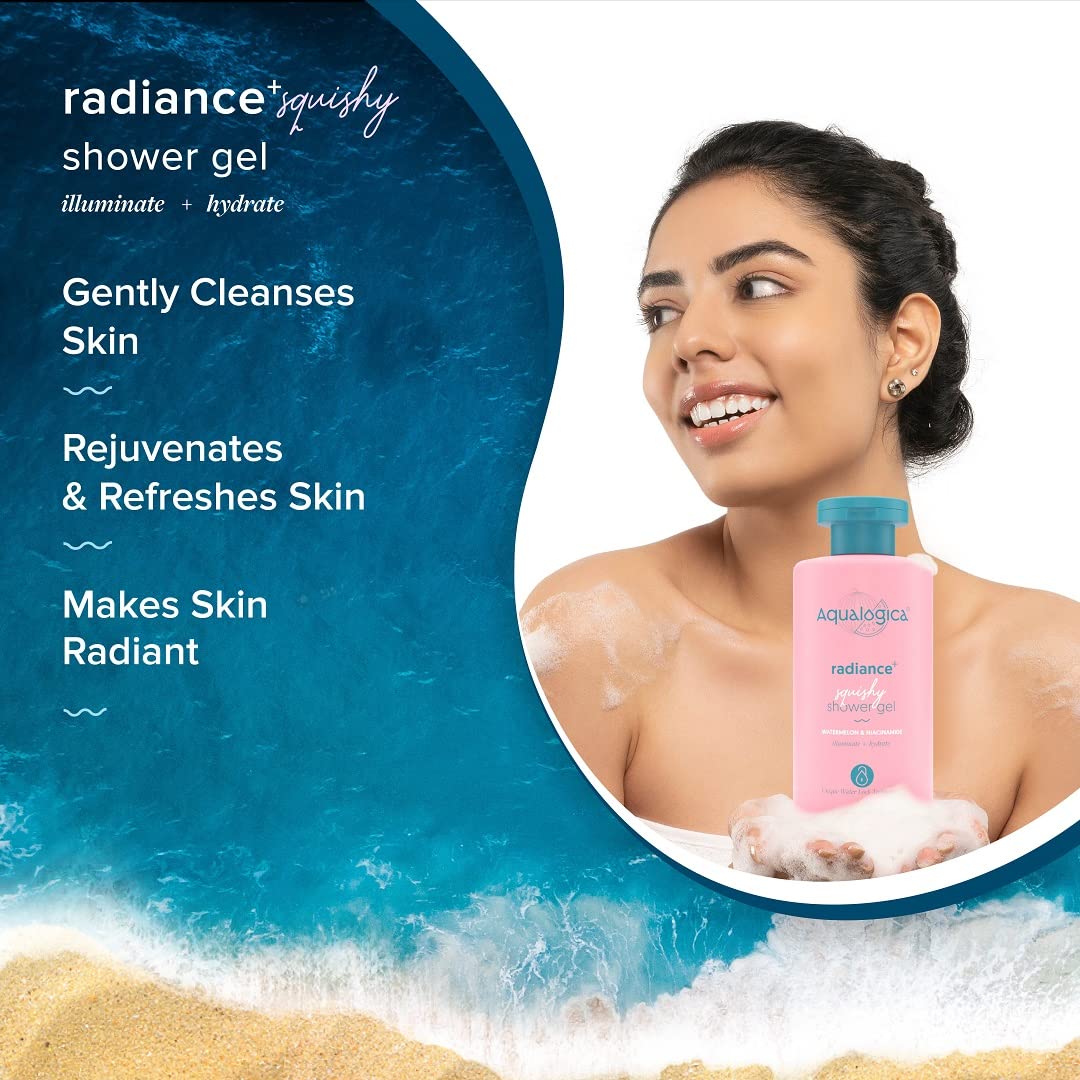 Aqualogica Radiance+ Squishy Shower Gel with Watermelon & Niacinamide | Relieves Dryness & Retains Moisture | Unisex Body Wash f
