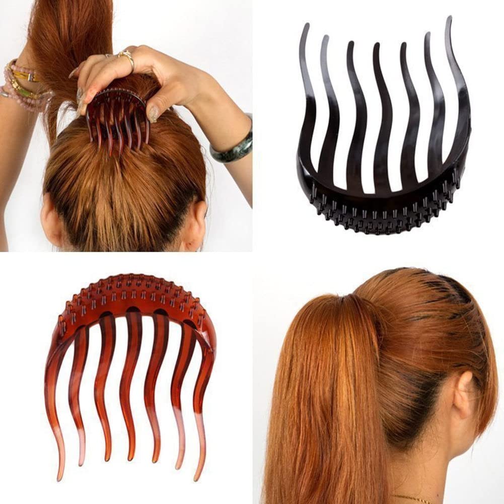 LOVEF 4 Pcs Useful Volume Inserts Hair Clip Bump its Bouffant Ponytail Hair Comb Bun Maker