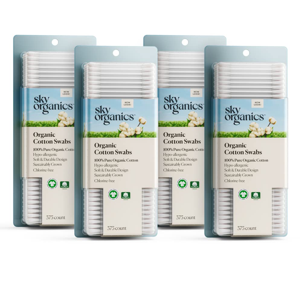 Sky Organics - Organic Cotton Swabs, 1500 ct. - Ultra Soft Tips - Strong & Durable - Hypoallergenic - Chlorine Free - Sustainabl