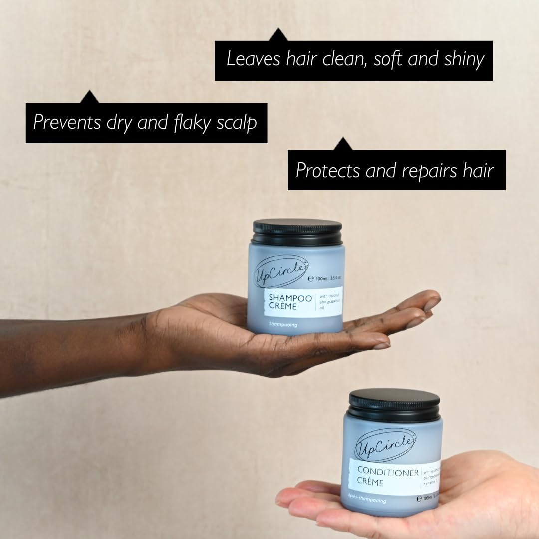 UpCircle Haircare Duo - Shampoo and Conditioner Crme - Rosemary Oil , Coconut Oil + Vitamin E - Prevents Frizz, Protects Scalp +