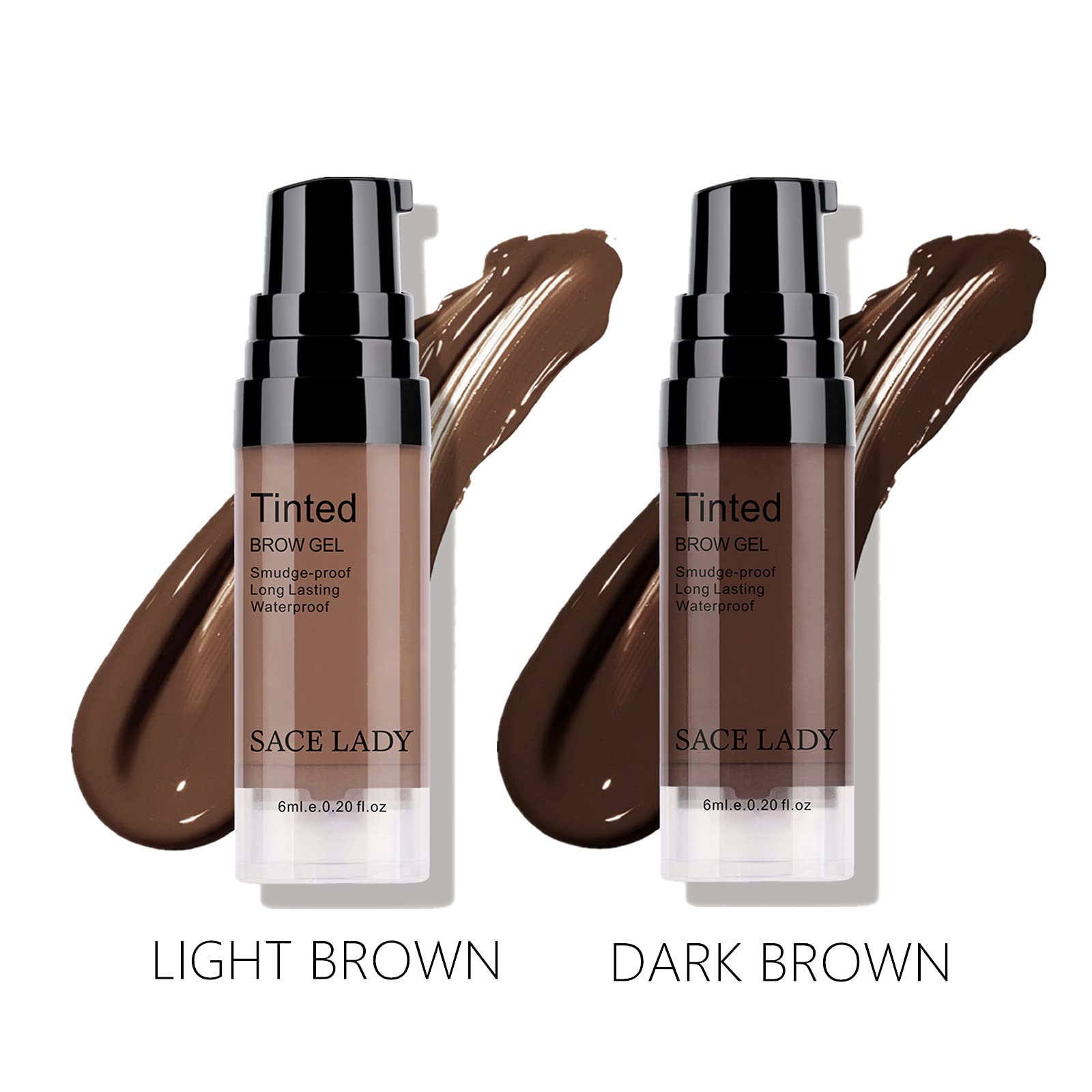 2 Colors Long Lasting Eyebrow Gel Set With Eyebrow Brushes For Waterproof Eyebrow Makeup, Eyebrow Tint Corrector Kit, Intense Br