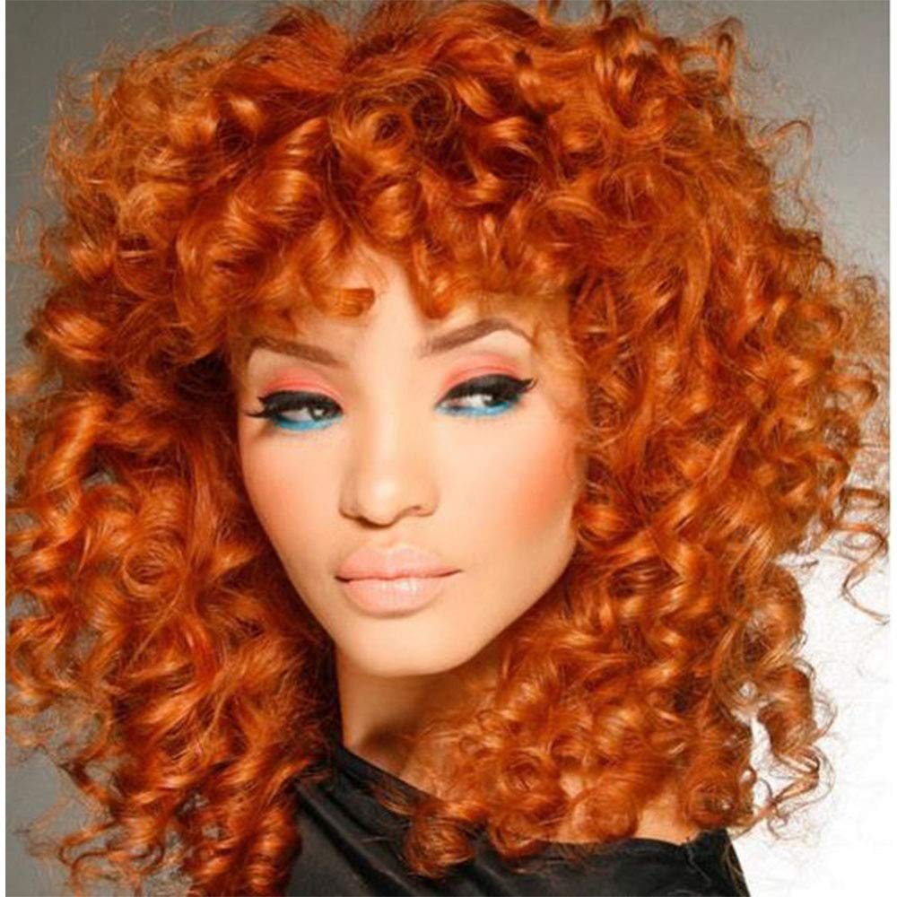andromeda Orange Wigs for Black Women Soft Afro Short Curly Wig with Bangs Heat Resistant Fiber Hair Halloween Cosplay Wigs for 