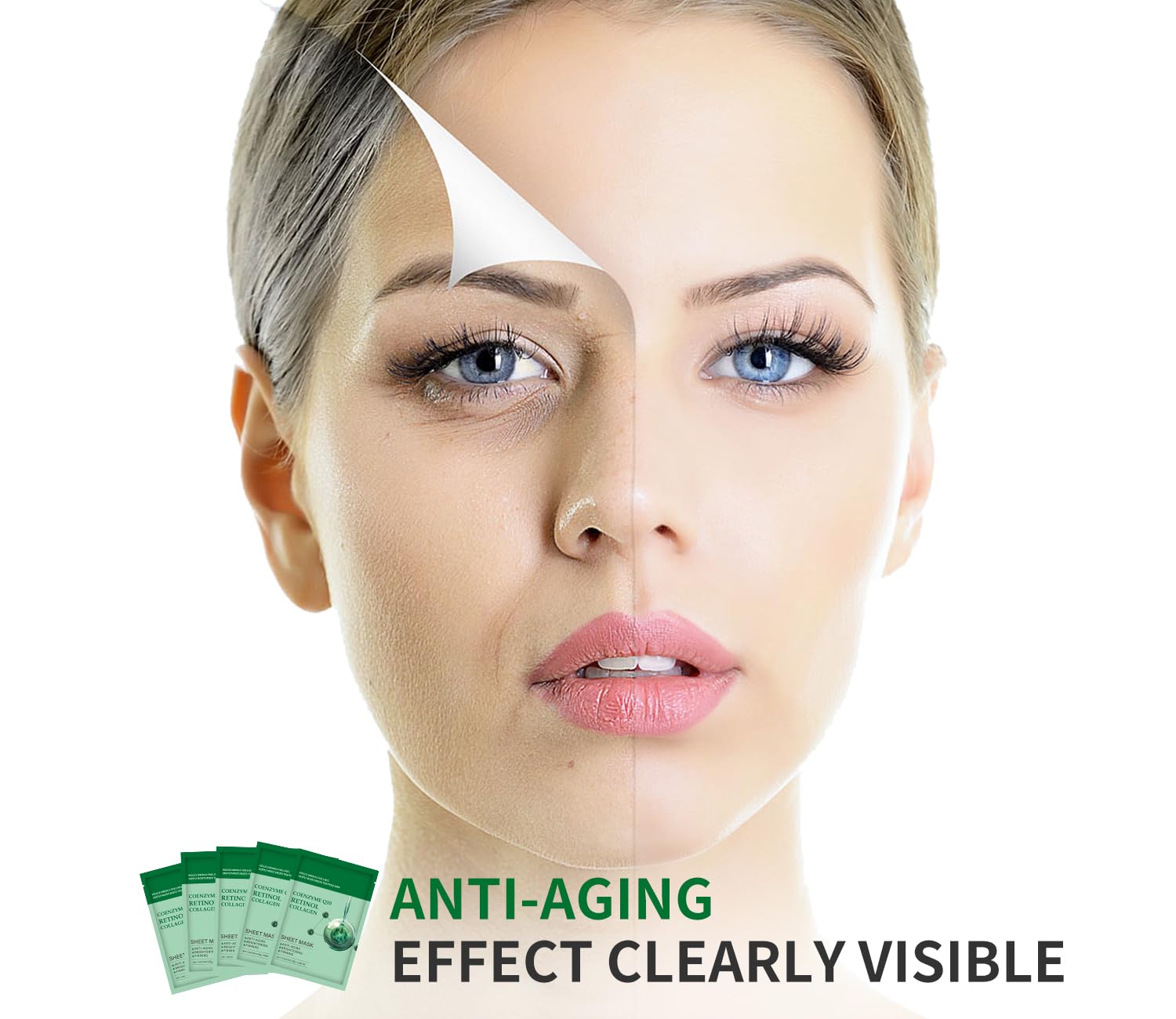 Irev Collagen Mask Face Sheet Masks, Coenzyme Q10 Retinol Collagen Facial Masks 10 Sheet Spa Face Masks Skincare Hydrating Face